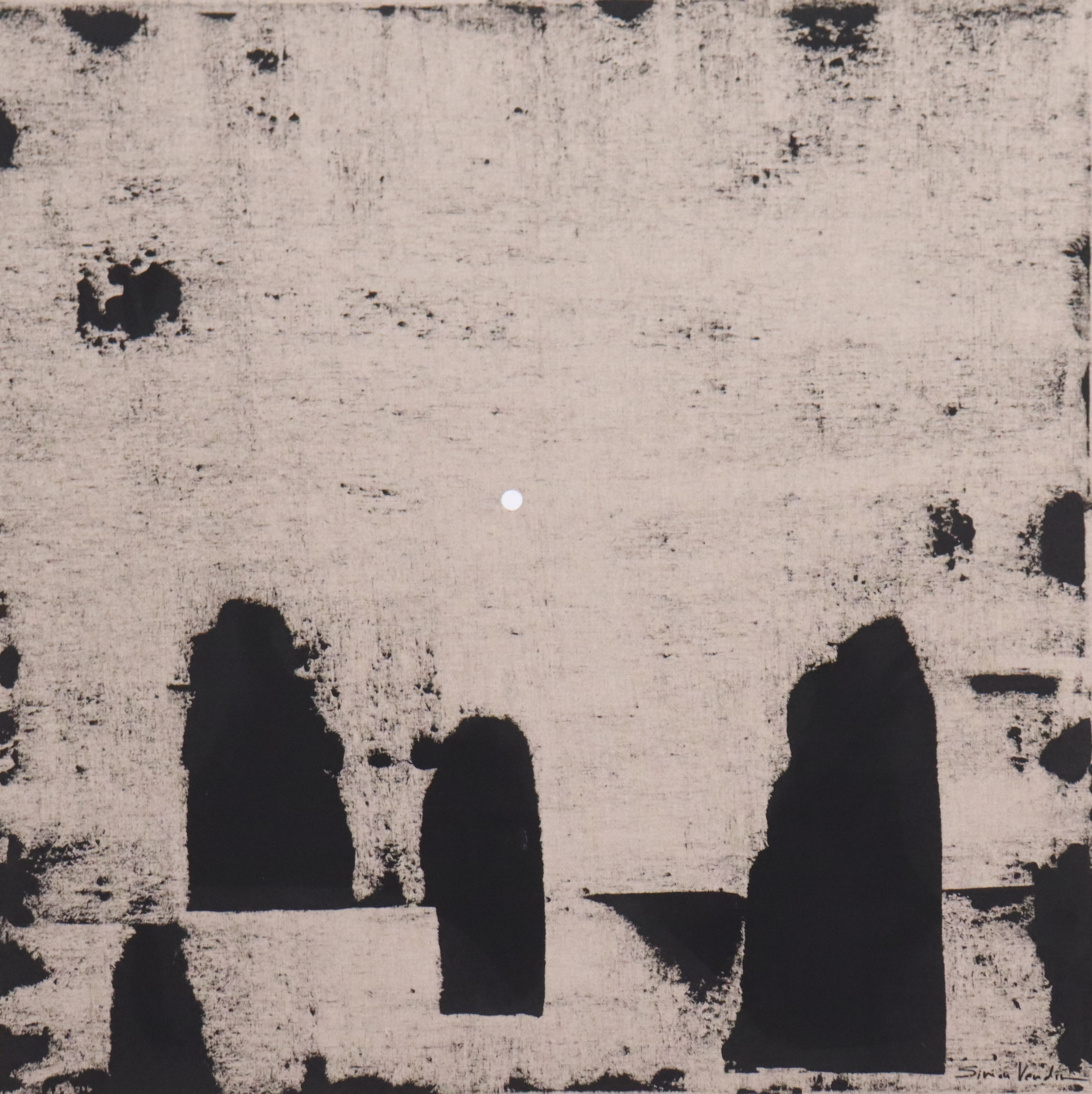 SIMON VENDIN. vinylfärg på linneduk, "Landscape".