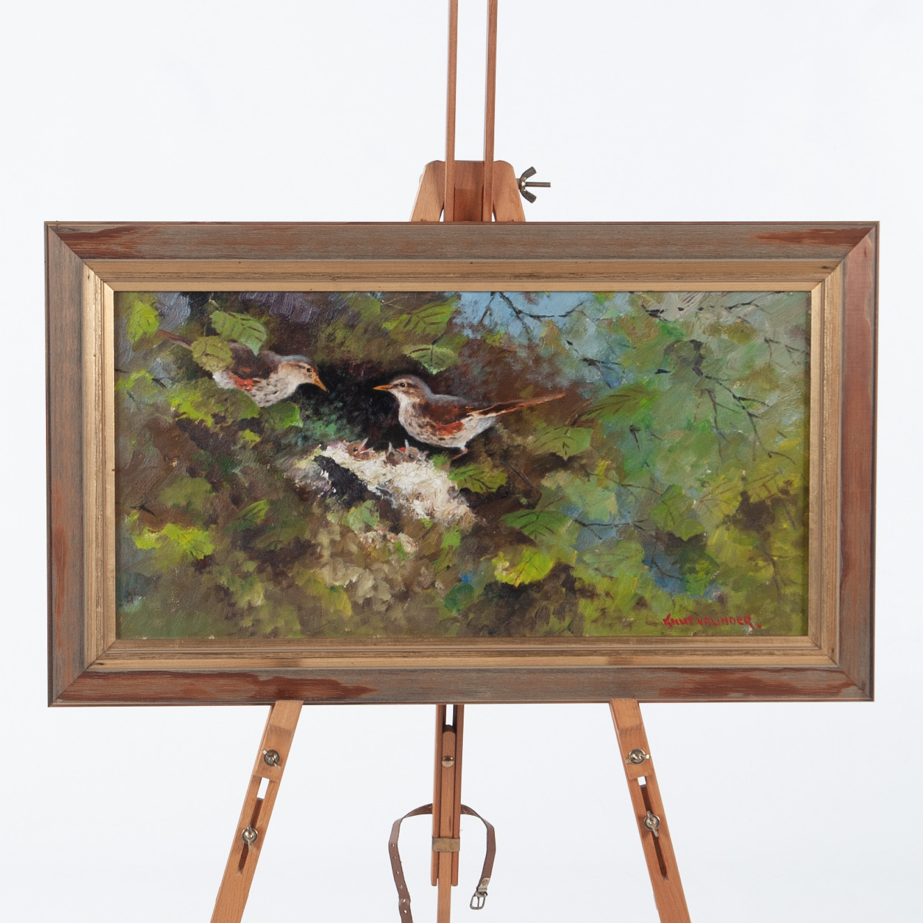 KNUT VALINDER. Olja på duk, Fågelmotiv.