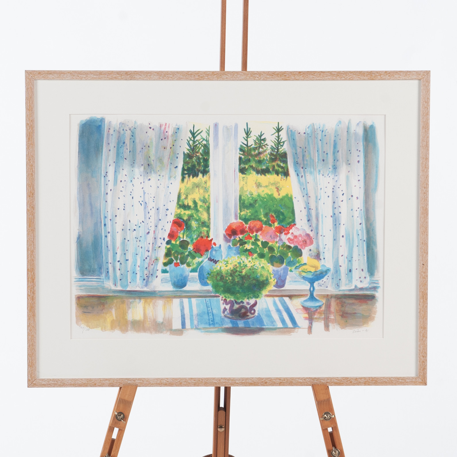 EVY LÅÅS. Färglitografi, Fönsterutsikt, Signerad och numrerad 324/350.