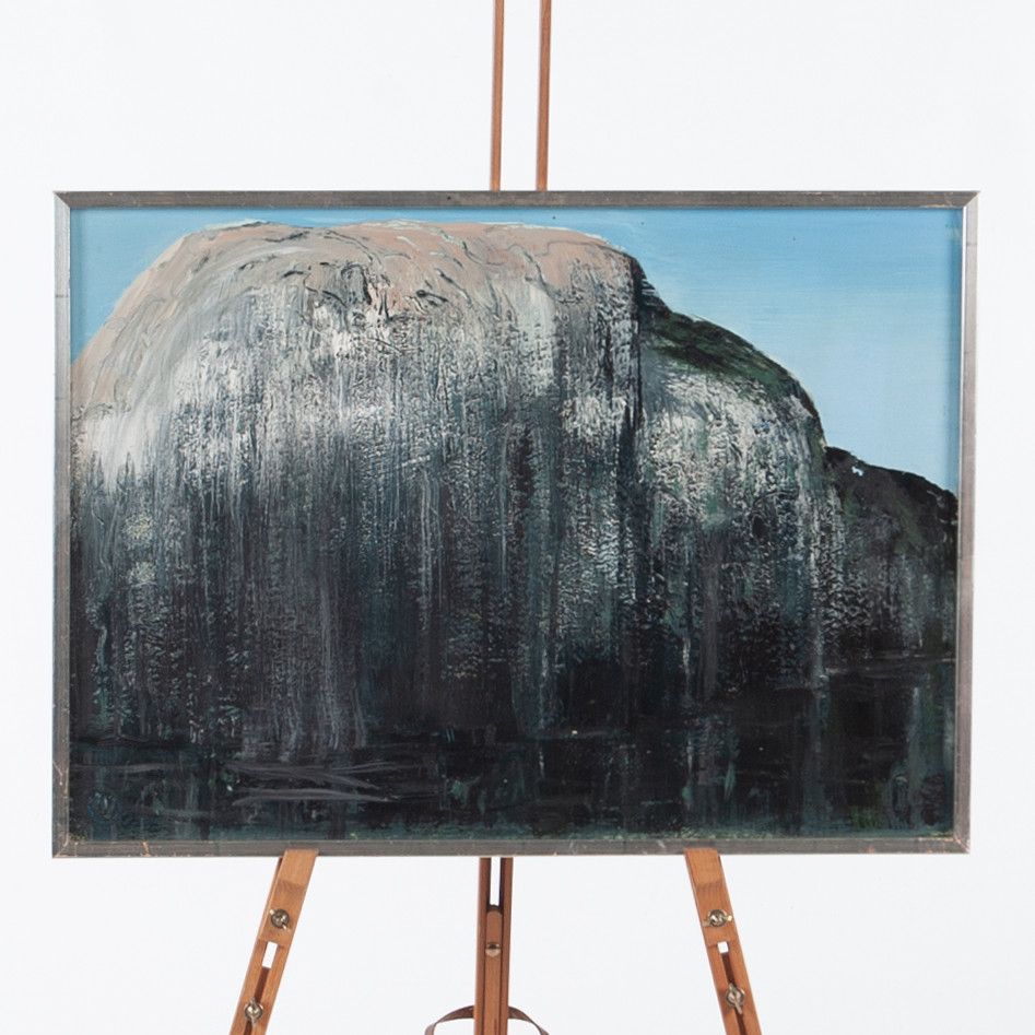 OIDENTIFIERAD KONSTNÄR. Olja på pannå, Abstrakt motiv, Monogramsignerad.