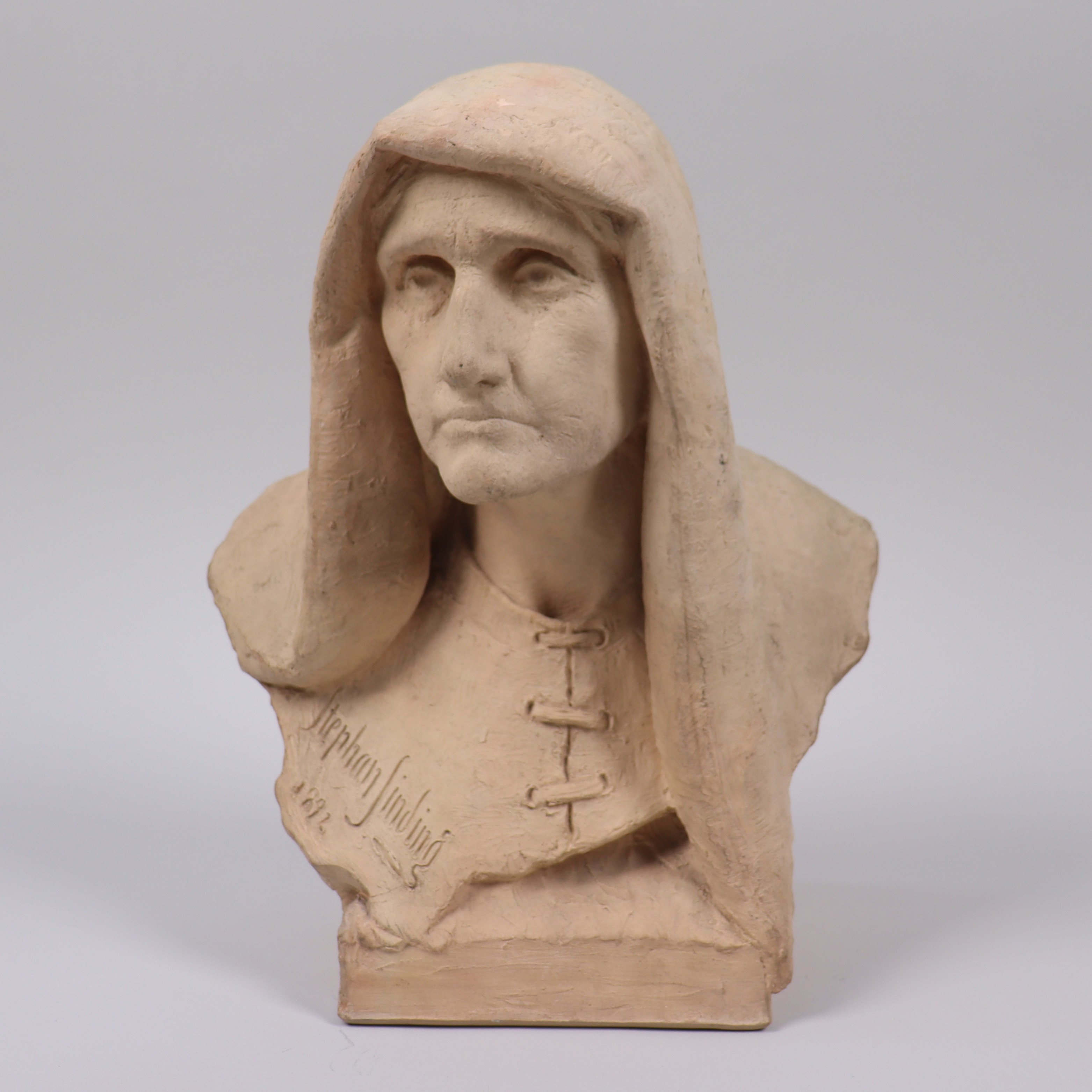 STEPHAN ABEL SINDING (NORGE, 1846-1922). skulptur i terrakotta föreställande Dante Alighieri.