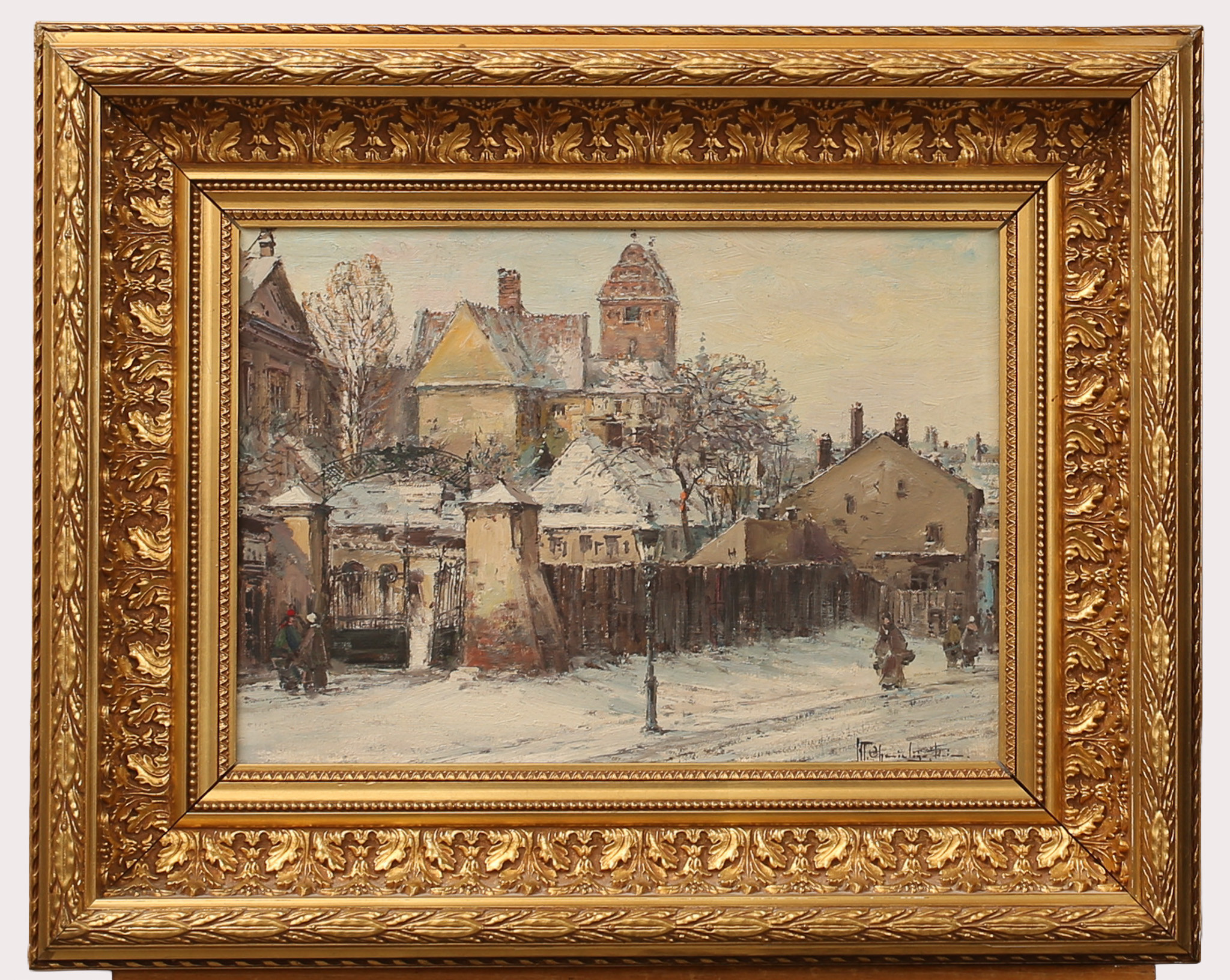 WLADYSLAW CHMIELINSKI. Vinterdag i Warszawa, olja på duk, signerad.