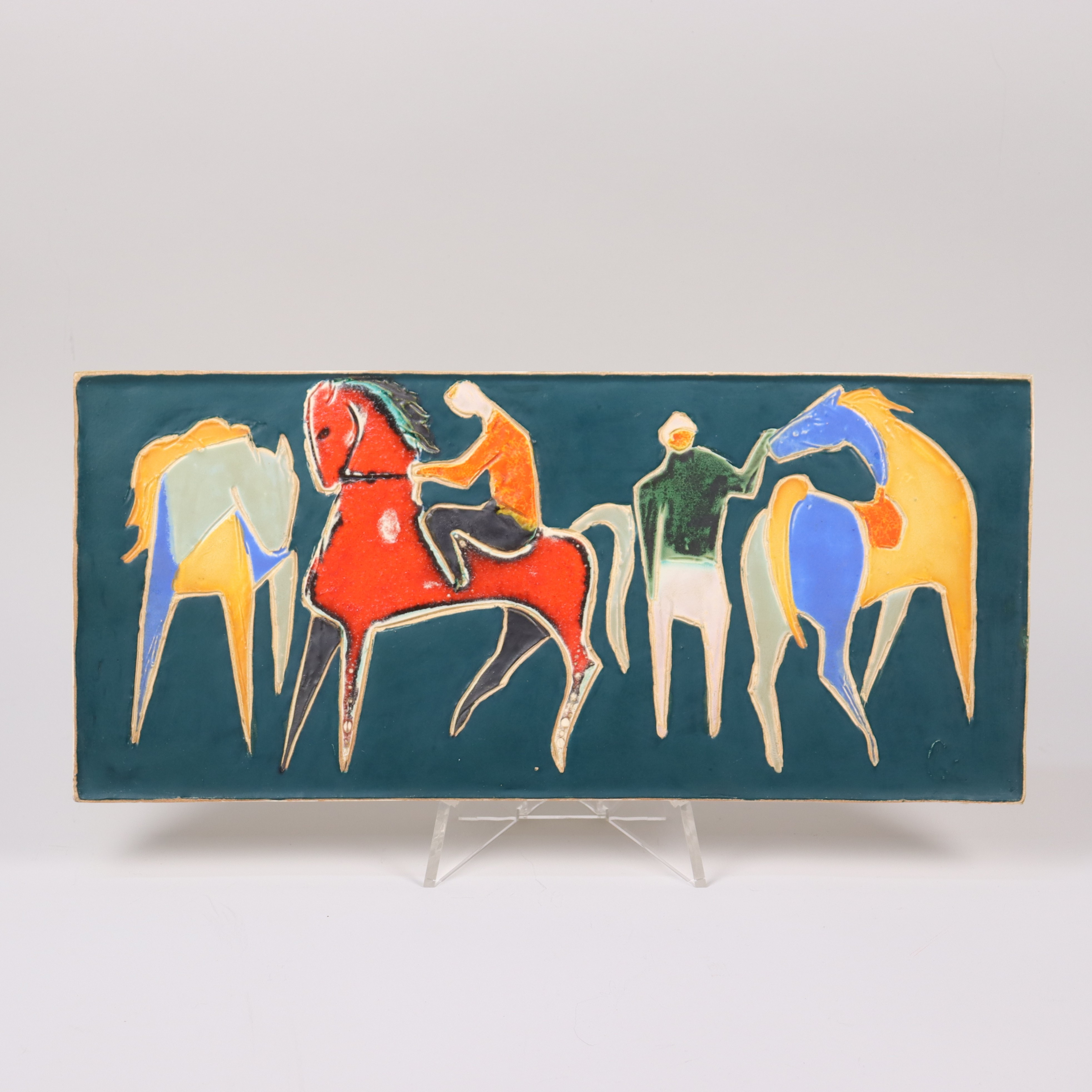 VÄGGPLAKETT, Helmut Schäffenacker, glaserat stengods, 1900-tal.