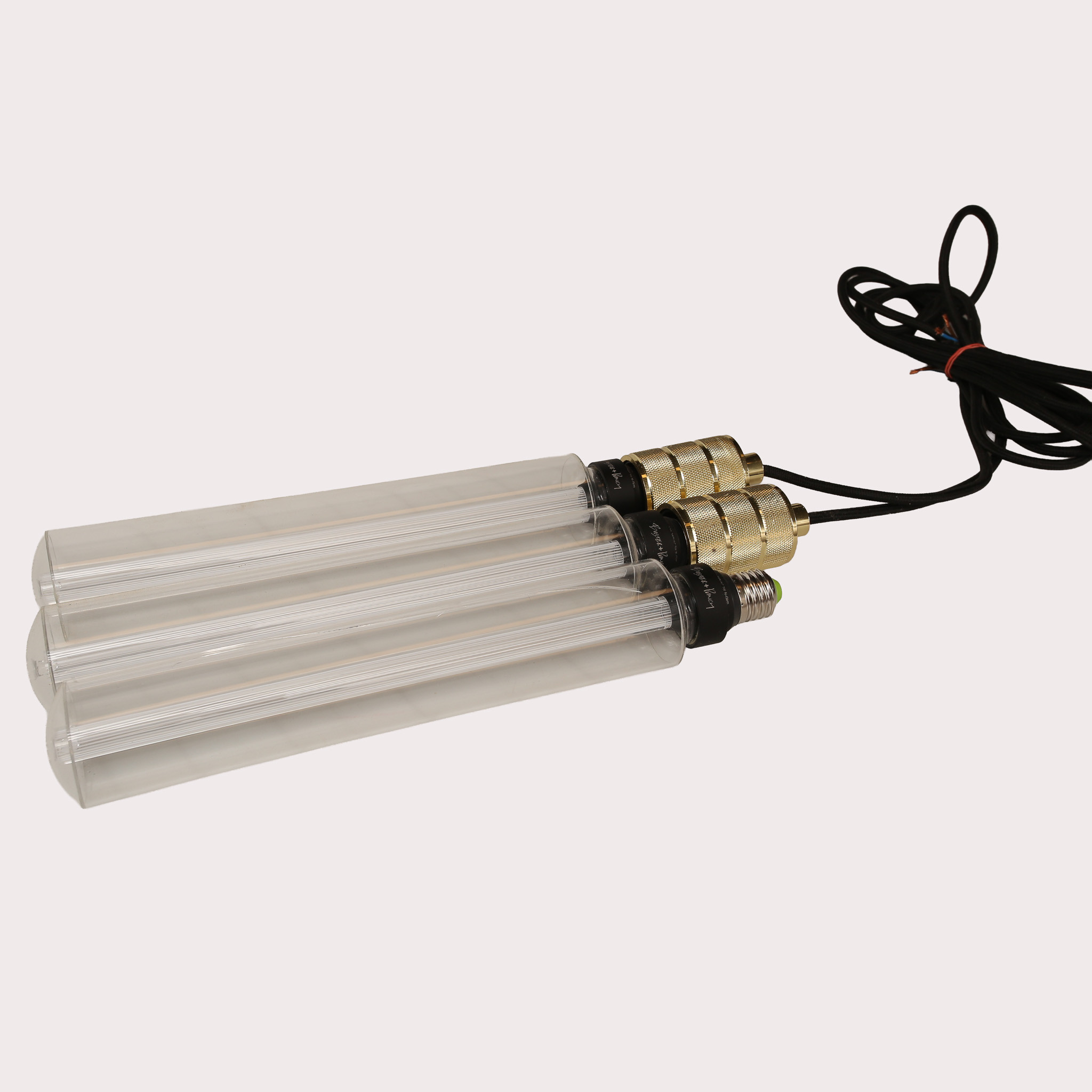 Massimo Buster Minale för Buster + Punch, LED rörlampor "Hooked 1,0", akryl/mässing, 3 stycken.