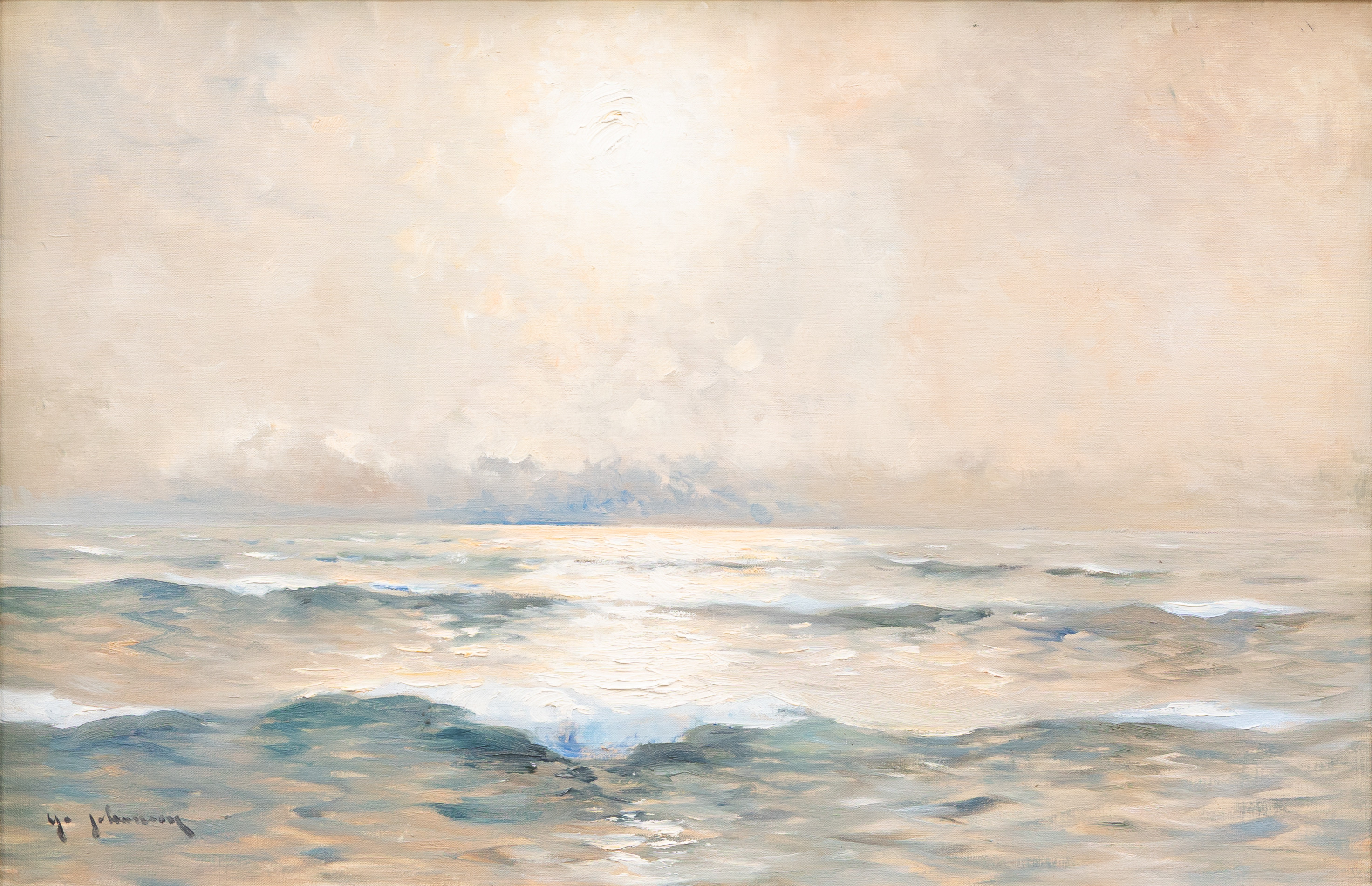 YO JOHANSSON. Havsmotiv, olja på duk, signerad.
