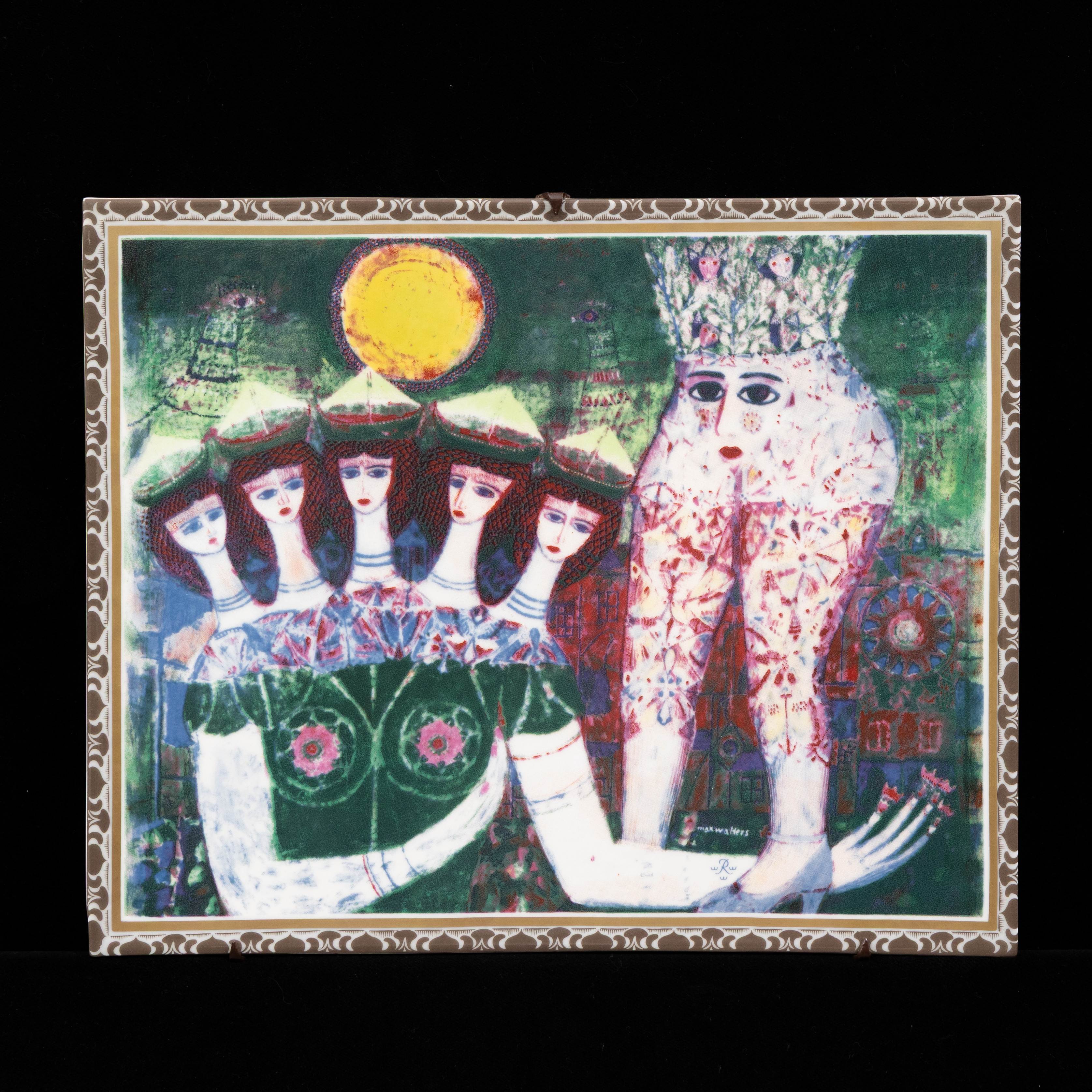 MAX WALTER SVANBERG. Väggplakett, "Imaginärt havandeskap medan solens beseglade döttrar visar havsvågens rörelser", porslin, Rörstrand.