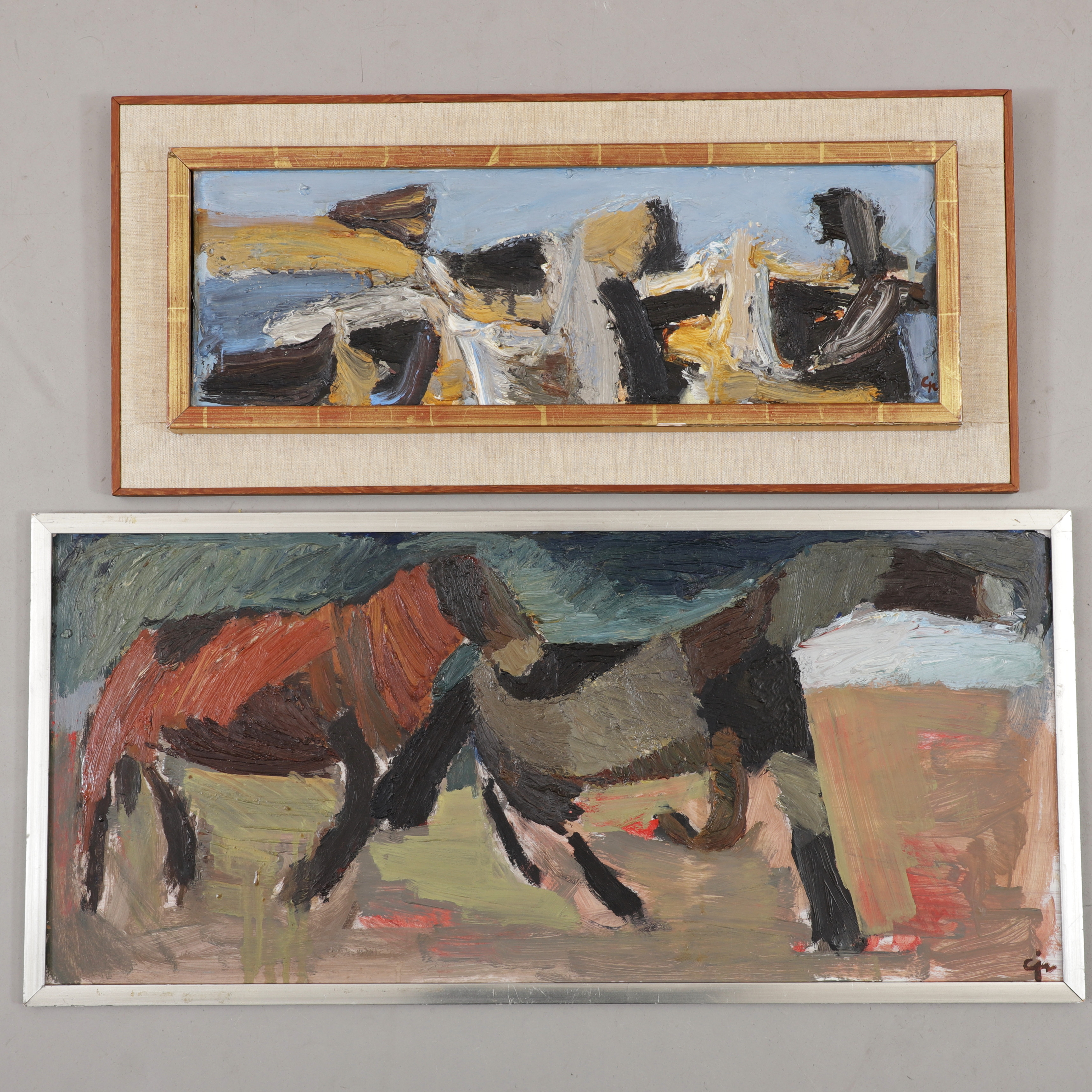CALLE JOHANSSON. 2 st oljor på pannå, signerade.
