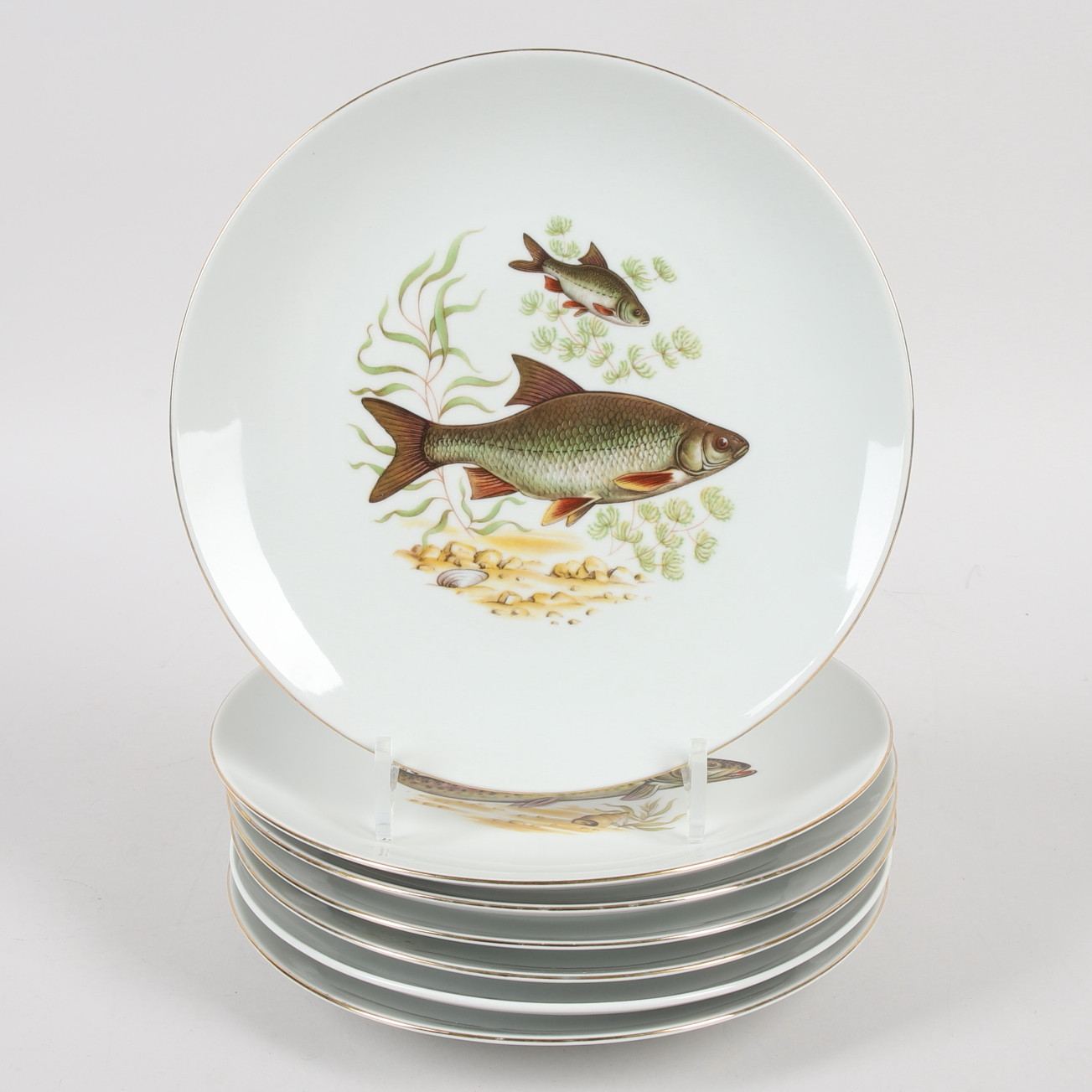 FISKTALLRIKAR, 7 st, porslin, bl.a. Bavaria Bareuther.