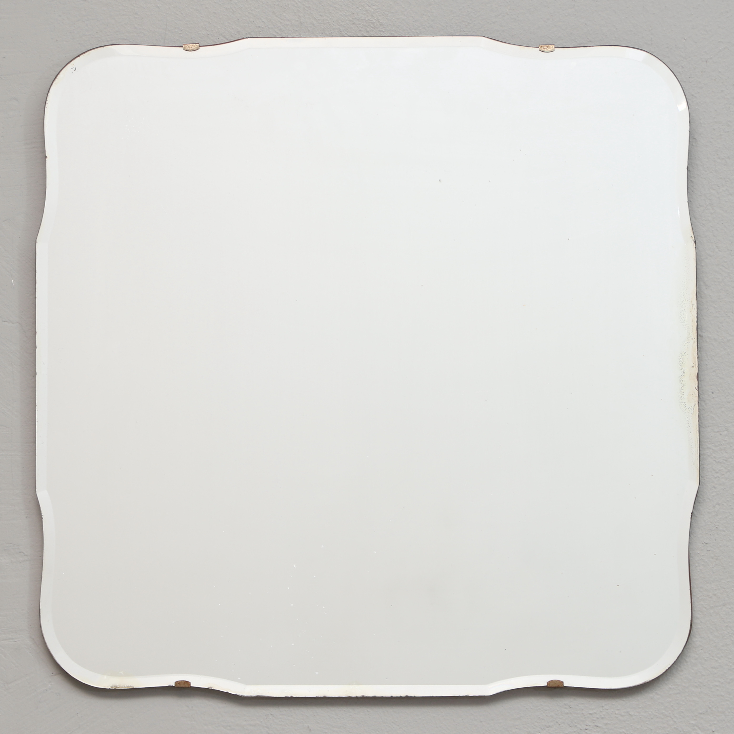 VÄGGSPEGEL, teak & fasettslipat glas, 1900-talets mitt.