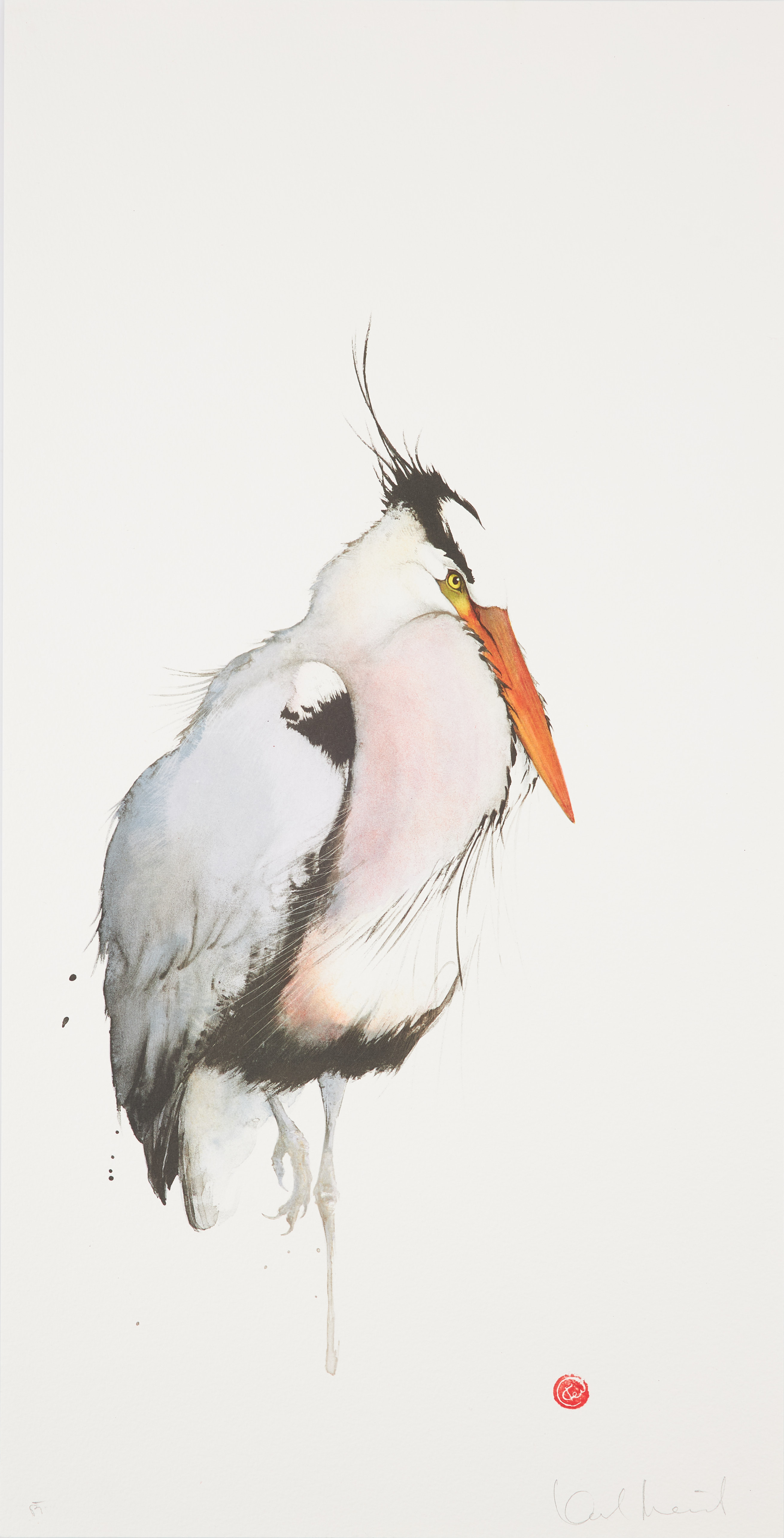 KARL MÅRTENS. "Häger", färglitografi, signerad Karl Mårtens, provtryck.