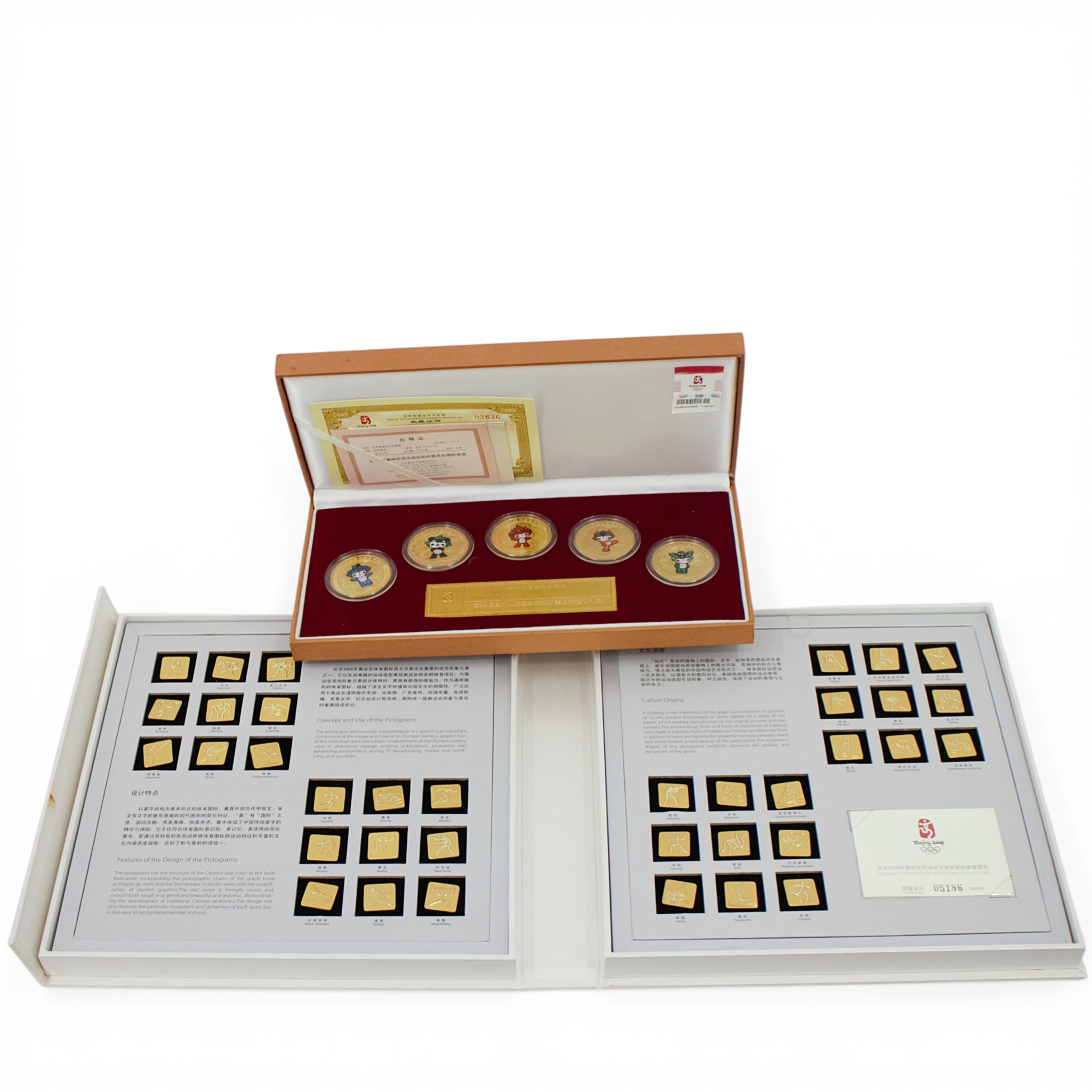 PINS och MINNESMEDALJER, 36 + 5 delar, OS Peking, Japan 2008.