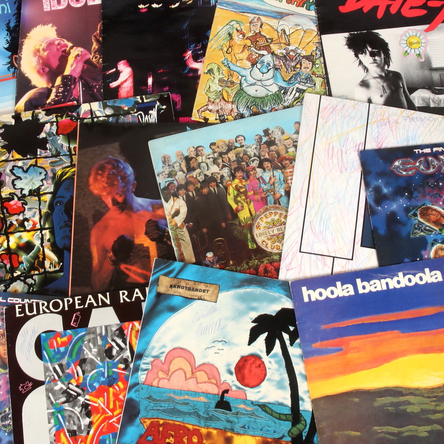 LP-SKIVOR, 39 st, bl.a. Docent Död, Imperiet, Sex Pistols, KSMB, David Bowie, Rolling Stones, mfl. 1970/80-tal.