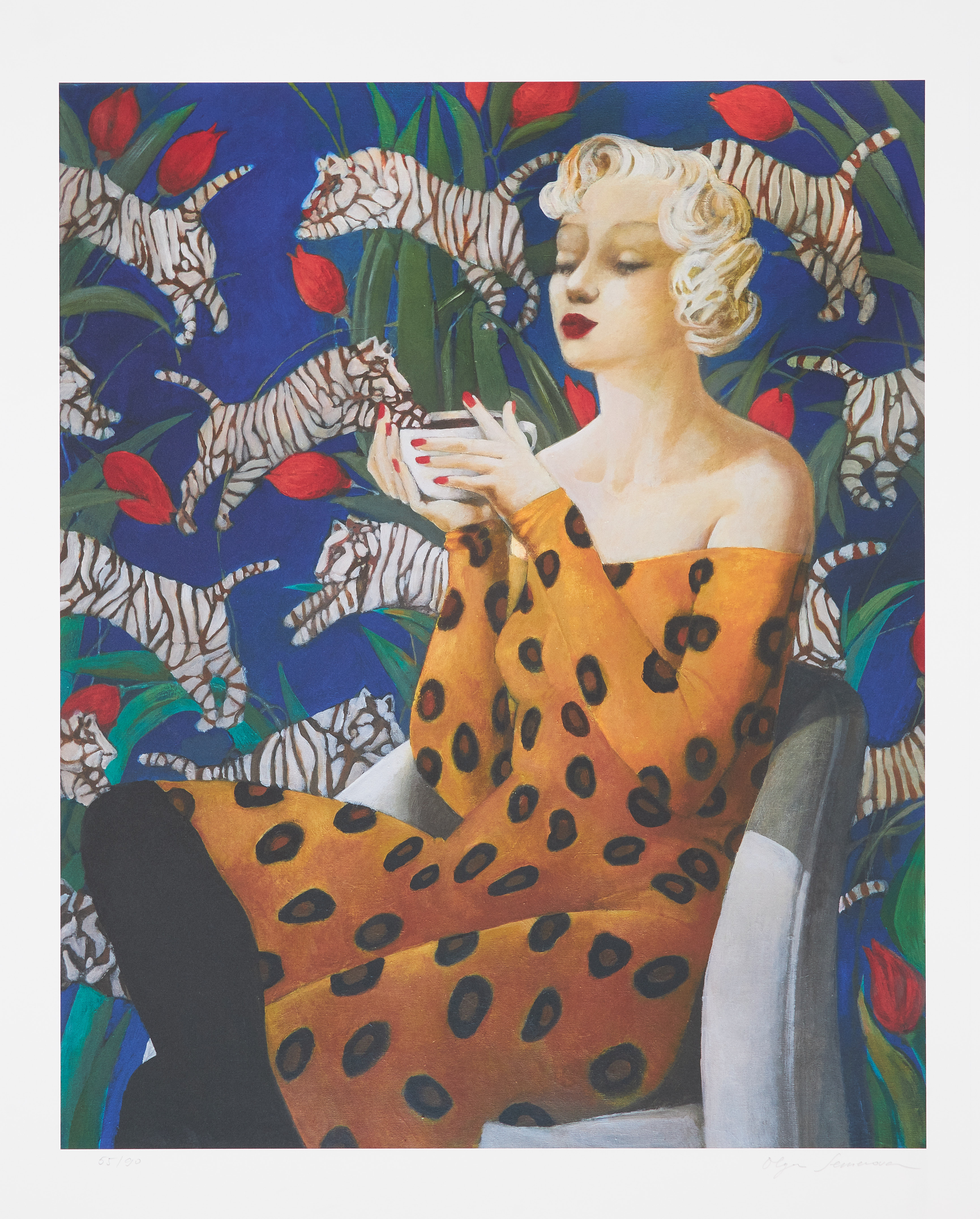 OLGA SEMENOVA. "White tigers", pigment print, signerad och numrerad 55/90.