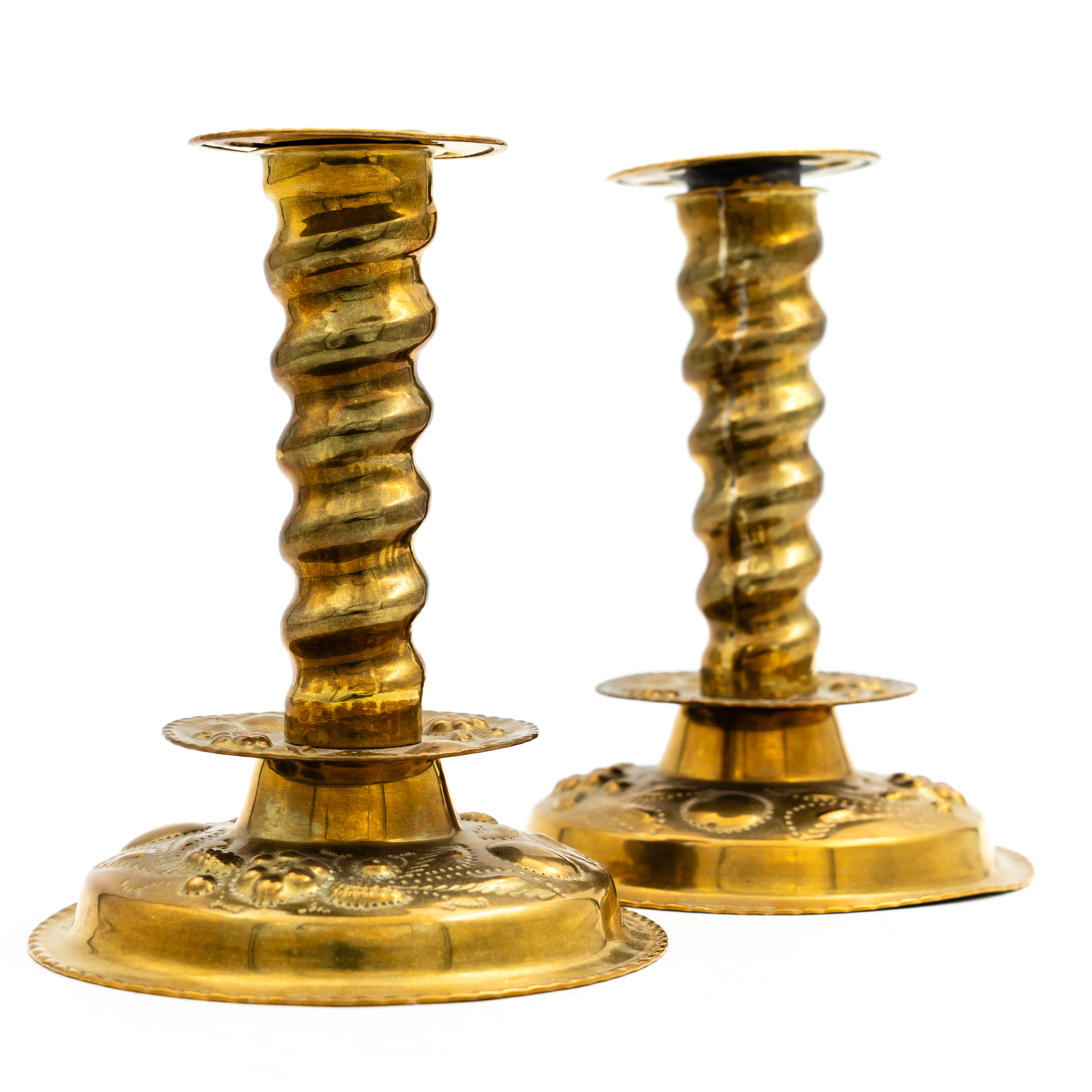 LJUSHÅLLARE, Ett par, Barockstil, Mässing, (2st).