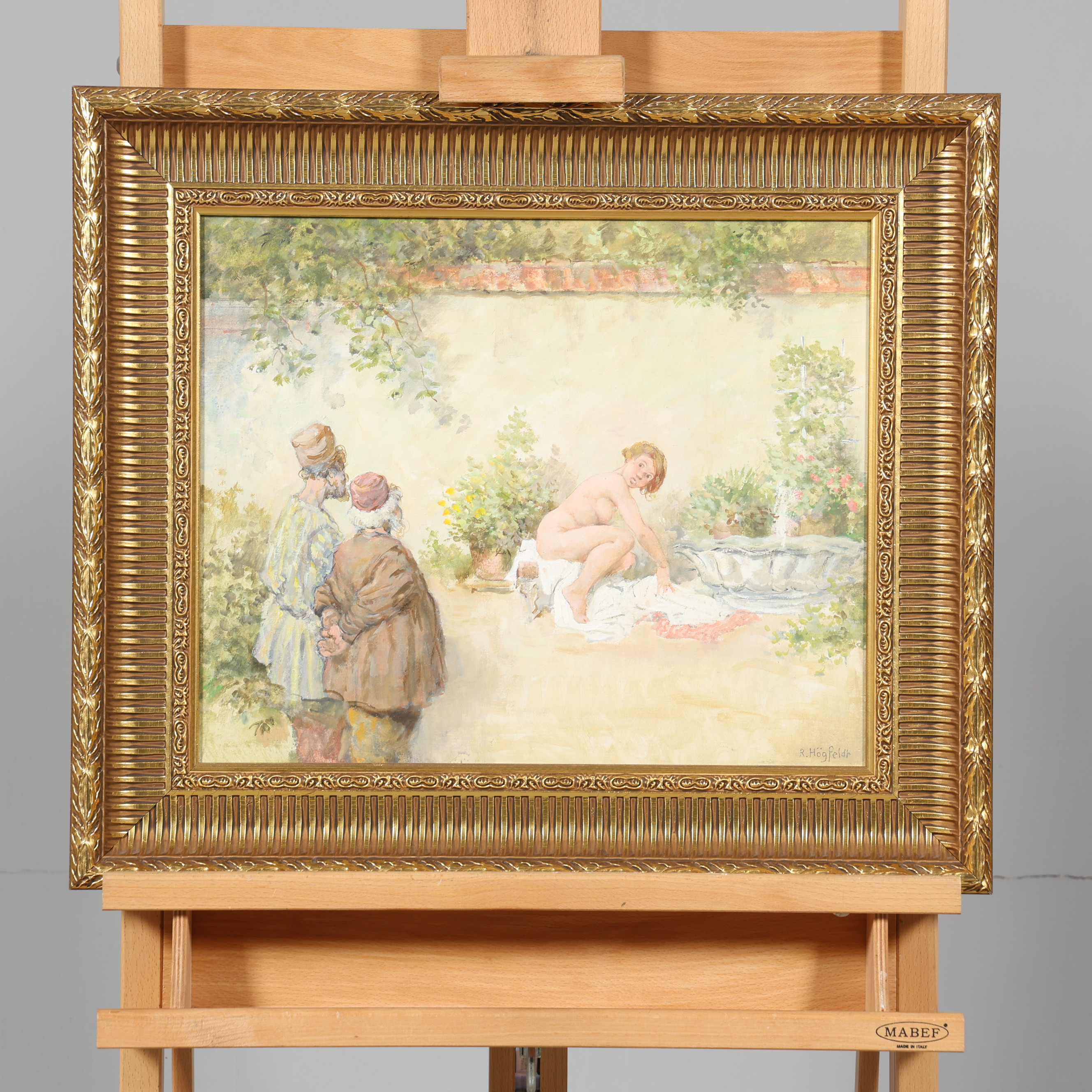 ROBERT HÖGFELDT. BLANDTEKNIK PÅ PANNÅ, signerad.