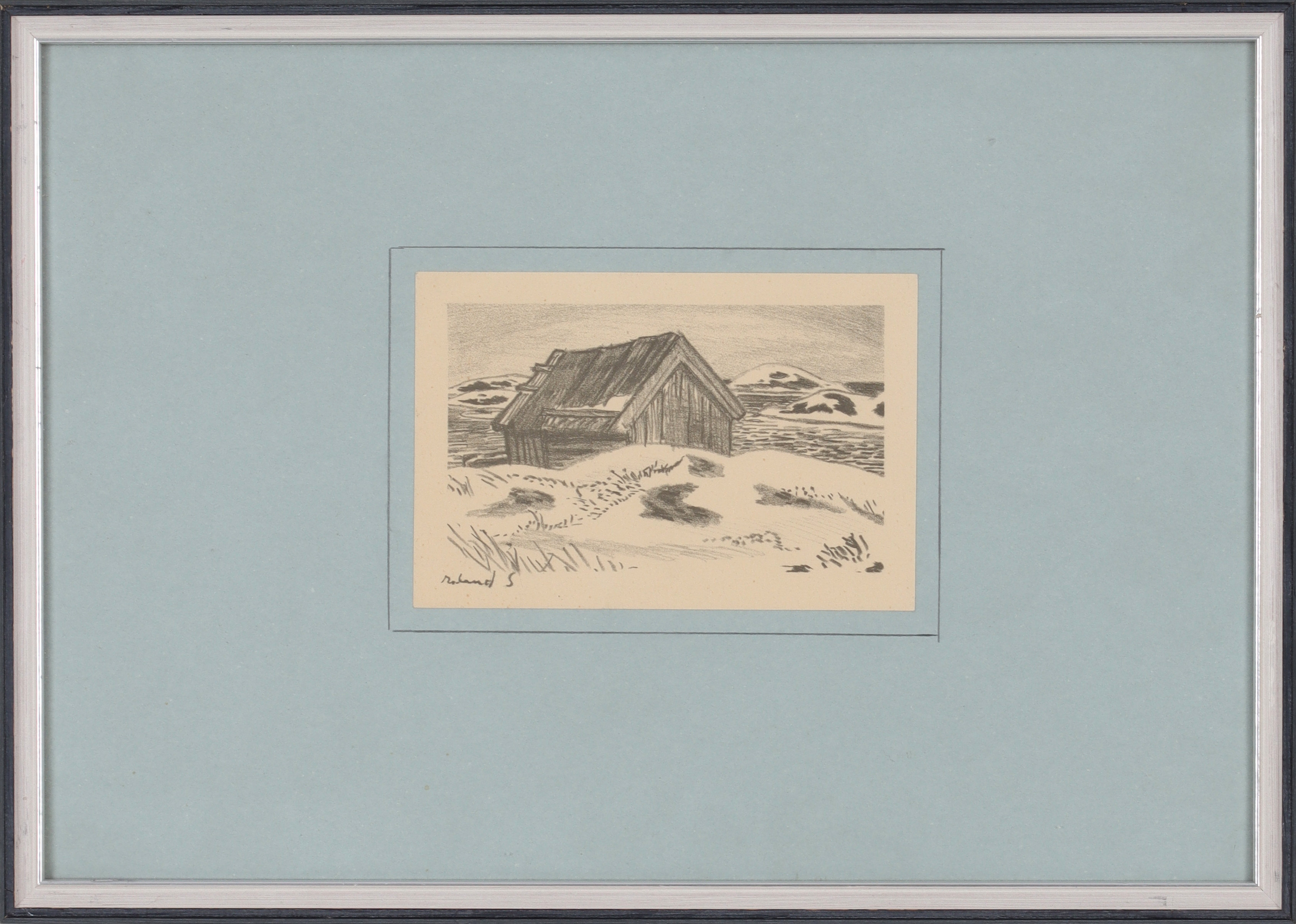 ROLAND SVENSSON. Vintermotiv från skärgården, litografi, signerad.