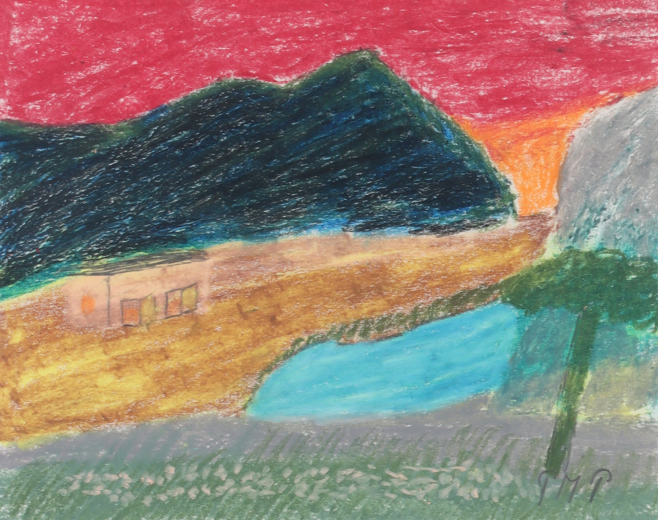 PRIMUS MORTIMER PETTERSSON. Landskapsmotiv, pastell, monogramsignerad.