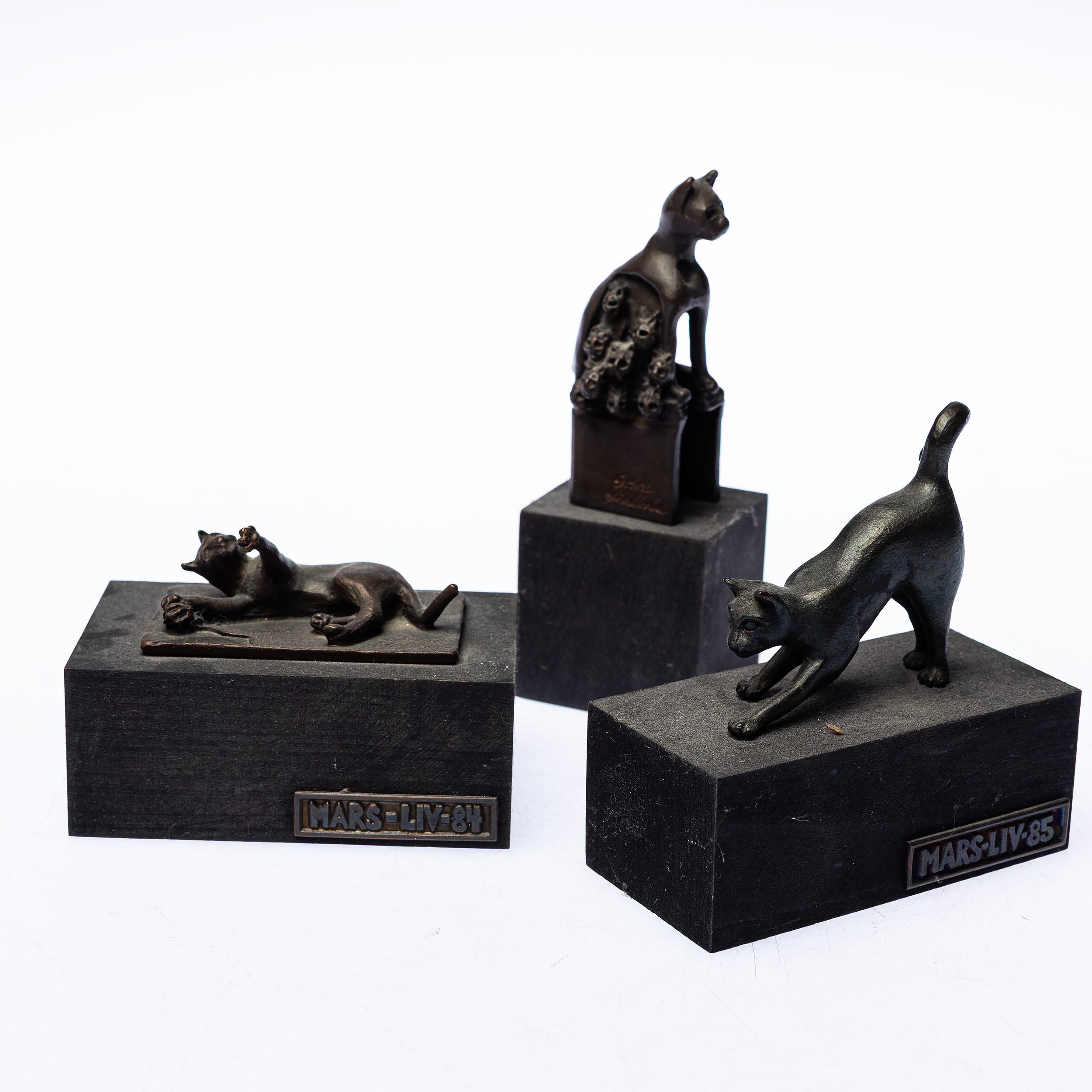 MAGNUS G:SON LIEDHOLM. Skulpturer, 3 st. brons, signerade. 1980-tal.