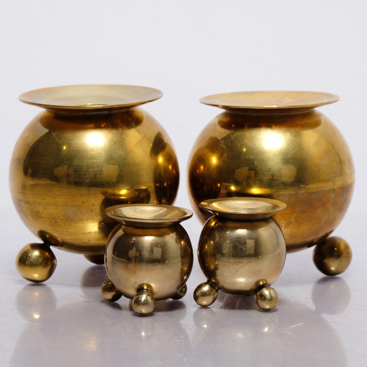 LJUSHÅLLARE, "Kulserie", (4st), Mässing, Gusum bruk.