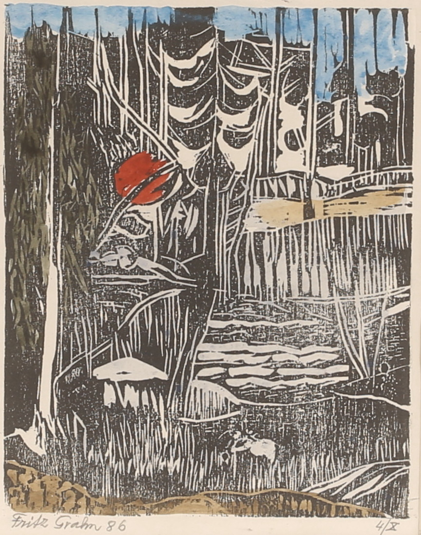 FRITZ GRAHN. Färgträsnitt, signerad och numrerad 4/X.