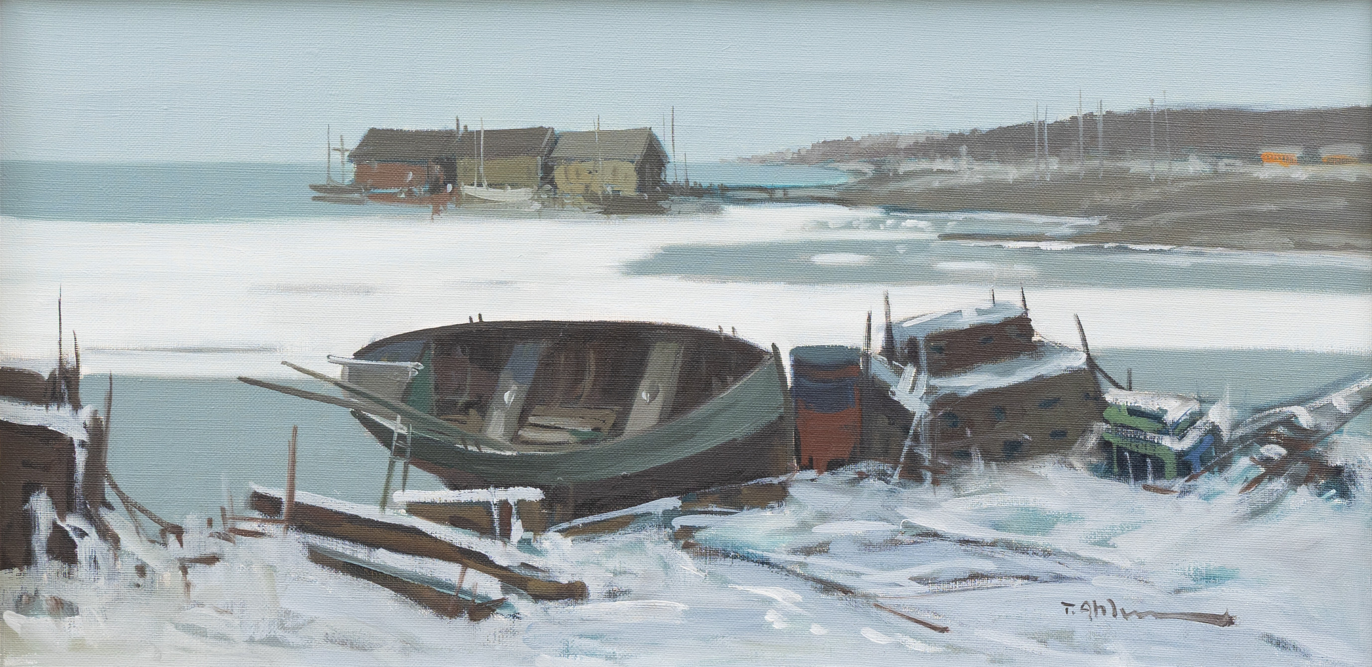 TAGE RUDOLF AHLM (1914–1981). "Vinterdag - Bohuslän", olja på duk, signerad.