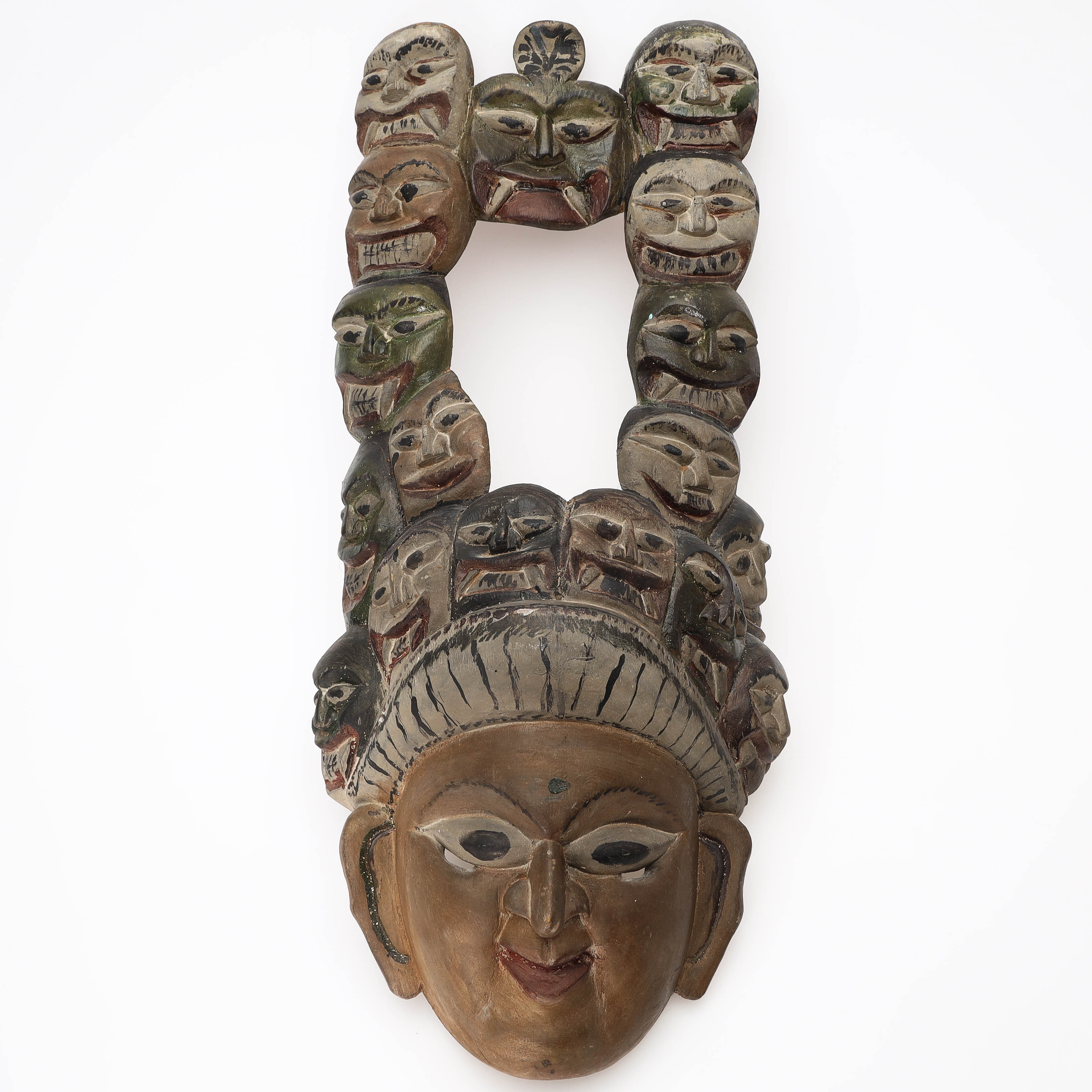 VÄGGMASK, snidat trä, Asien.