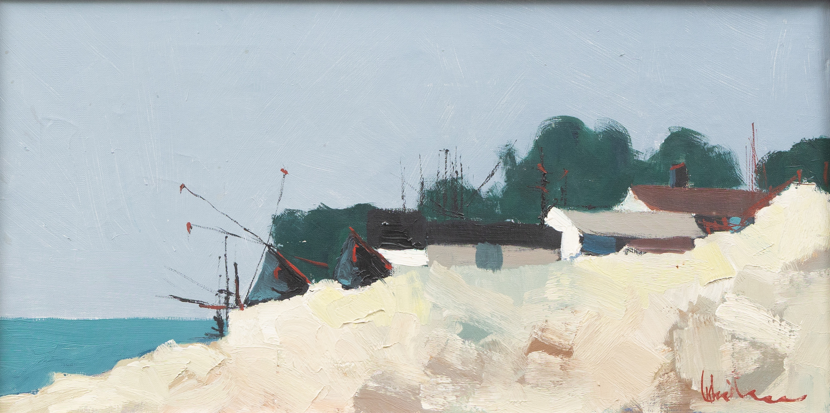 KAI CHRISTIANSEN (DANMARK/SVERIGE, 1915-2002). By vid havet, olja på duk, signerad.