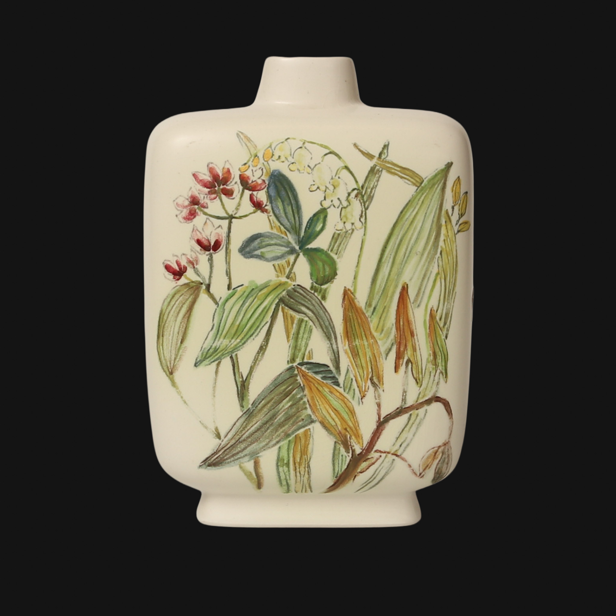 CARL-HARRY STÅLHANE. Vas, stengods, signerad Komp. CHS, Rörstrand, vit grund med polykrom dekor av blommor.