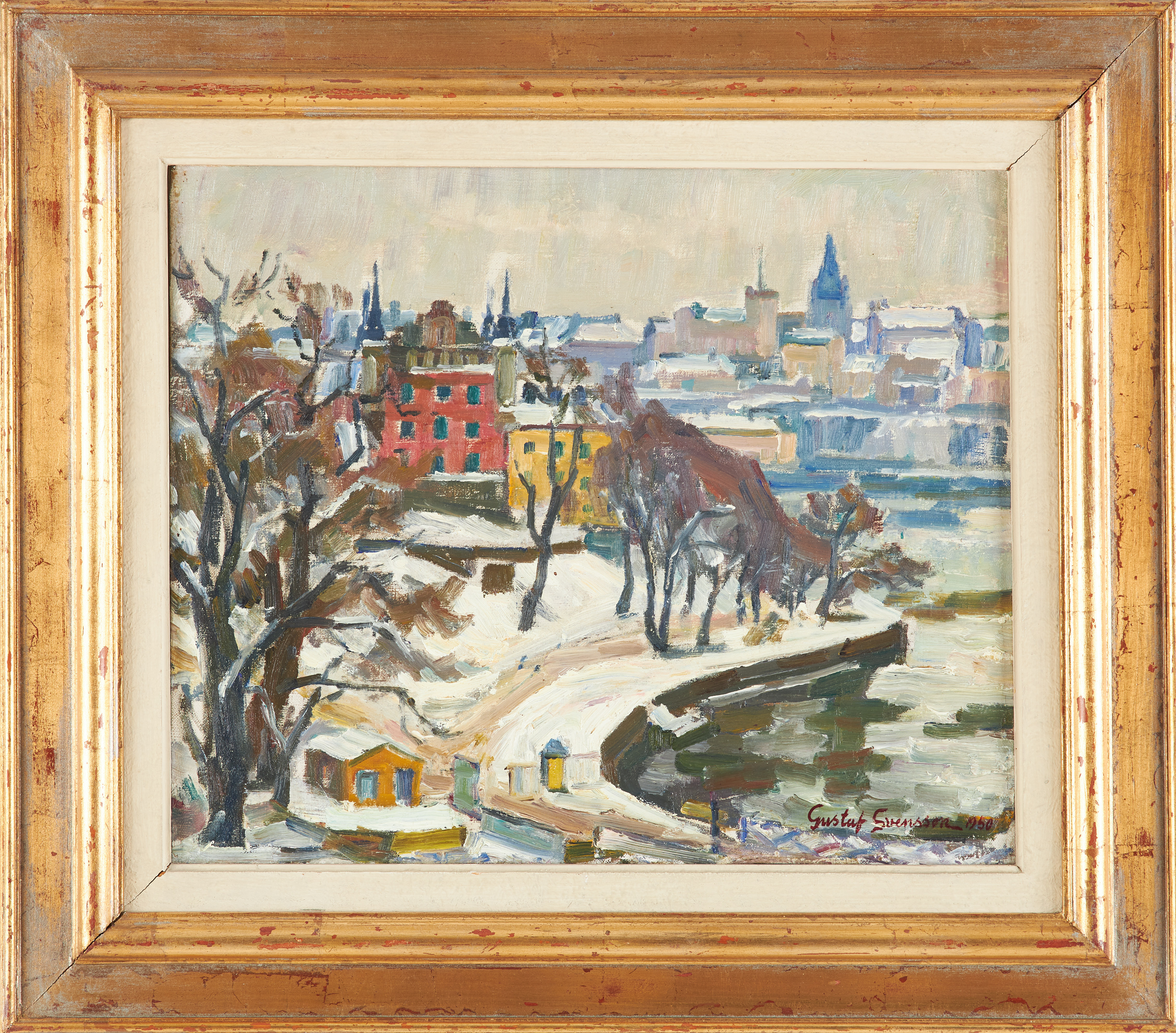 GUSTAV SVENSSON. Stockholmsmotiv, olja på duk, signerad samt daterad 1950.