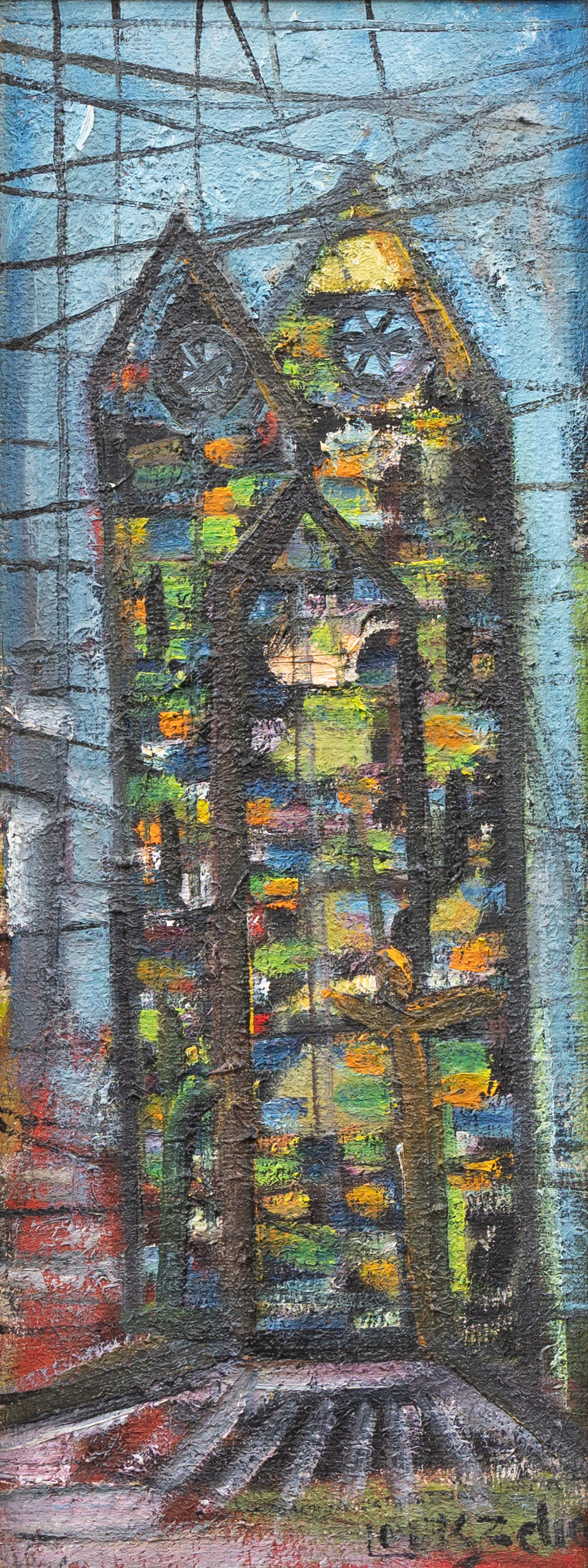 LOUIS ZELIG. "Lunds Domkyrka", olja på duk, signerad.