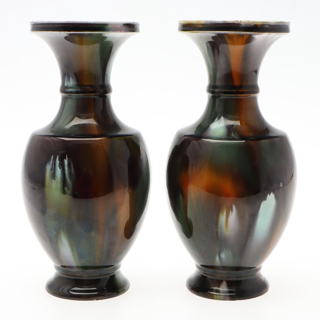 PARVASER, 2 st, majolika, Rörstrand, 1800/1900-tal.