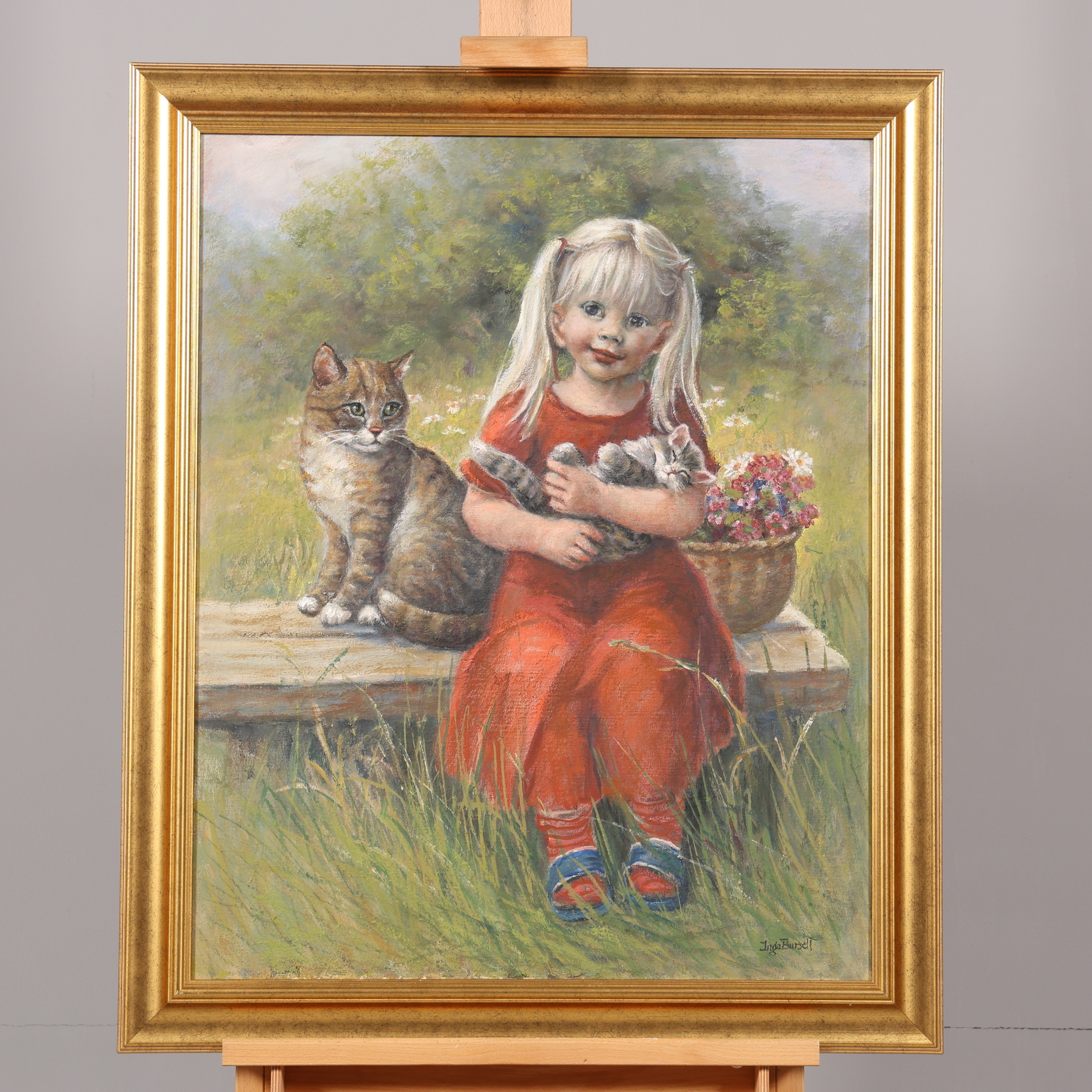 INGA BRUSELL. OLJA PÅ DUK, signerad.