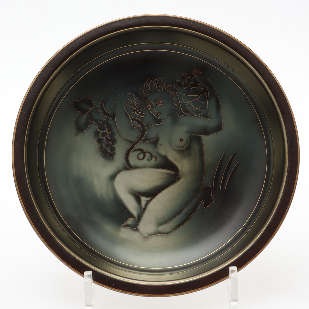 GUNNAR NYLUND. Skål, "Flambé", stengods, dekor Wedel, Rörstrand.