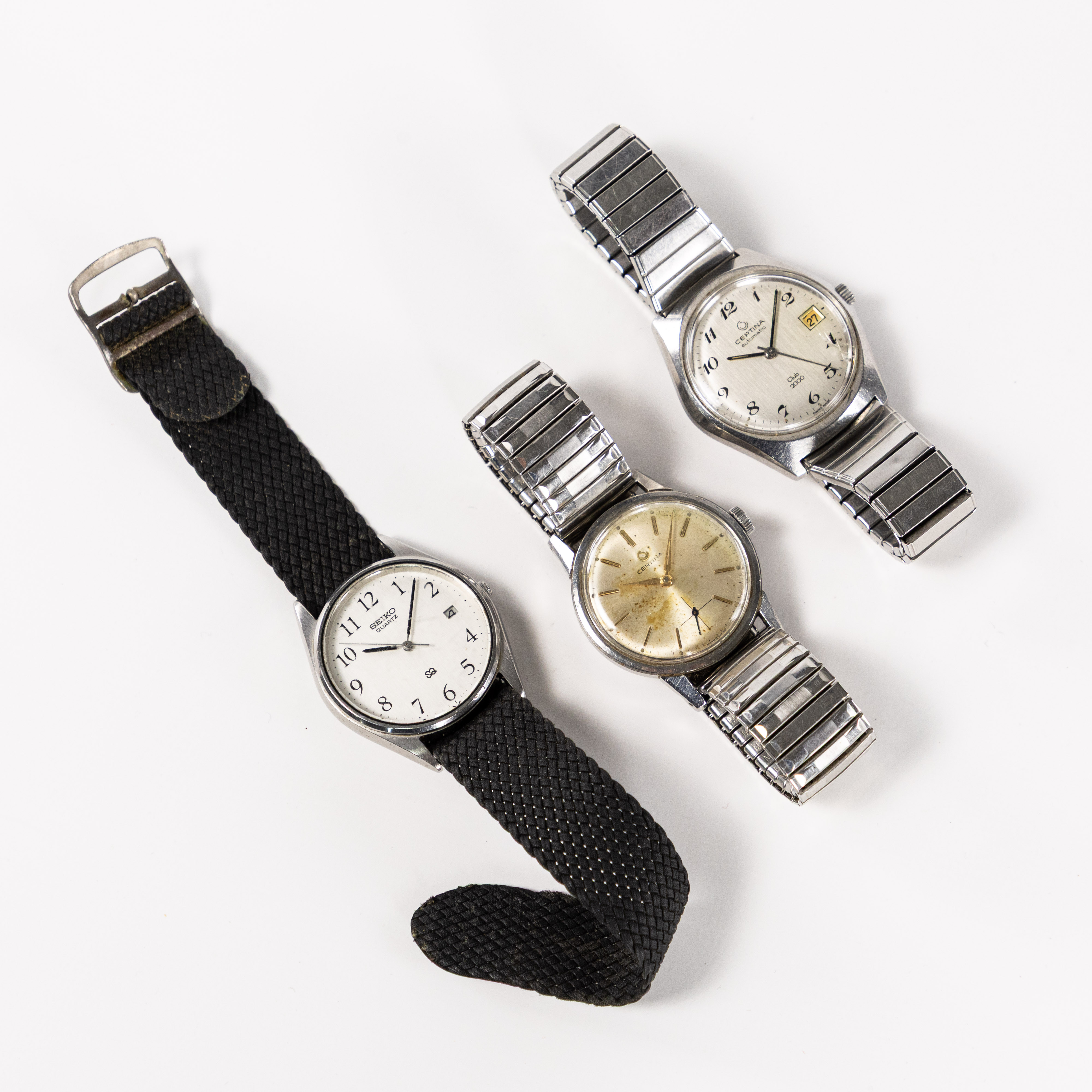 ARMBANDSUR, 3 st, Certina, Seiko, ca 36 mm och mindre.
