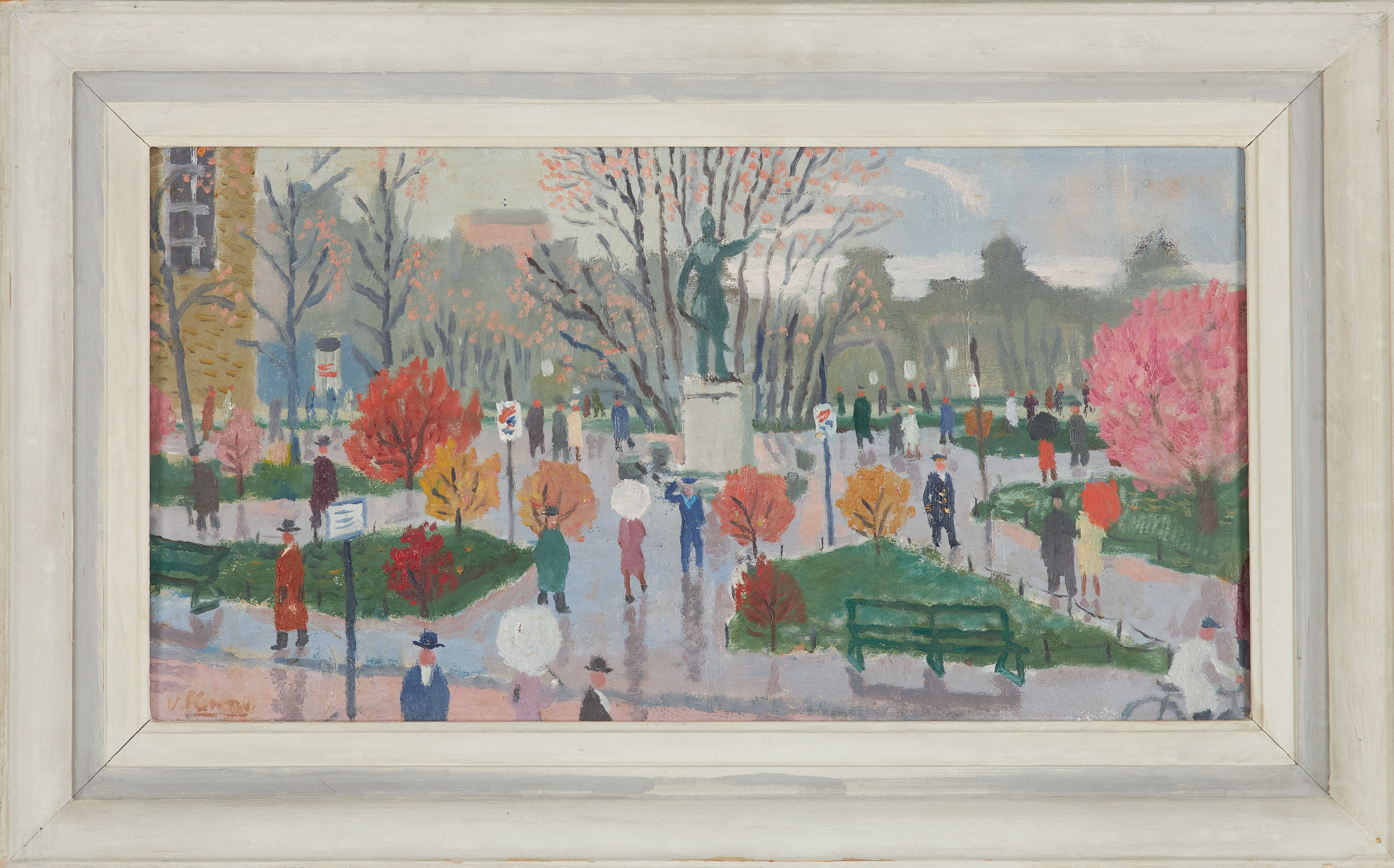 JURGEN VON KONOW. (1915-1959), Kungsträdgården Stockholm, olja på pannå, signerad Konow.