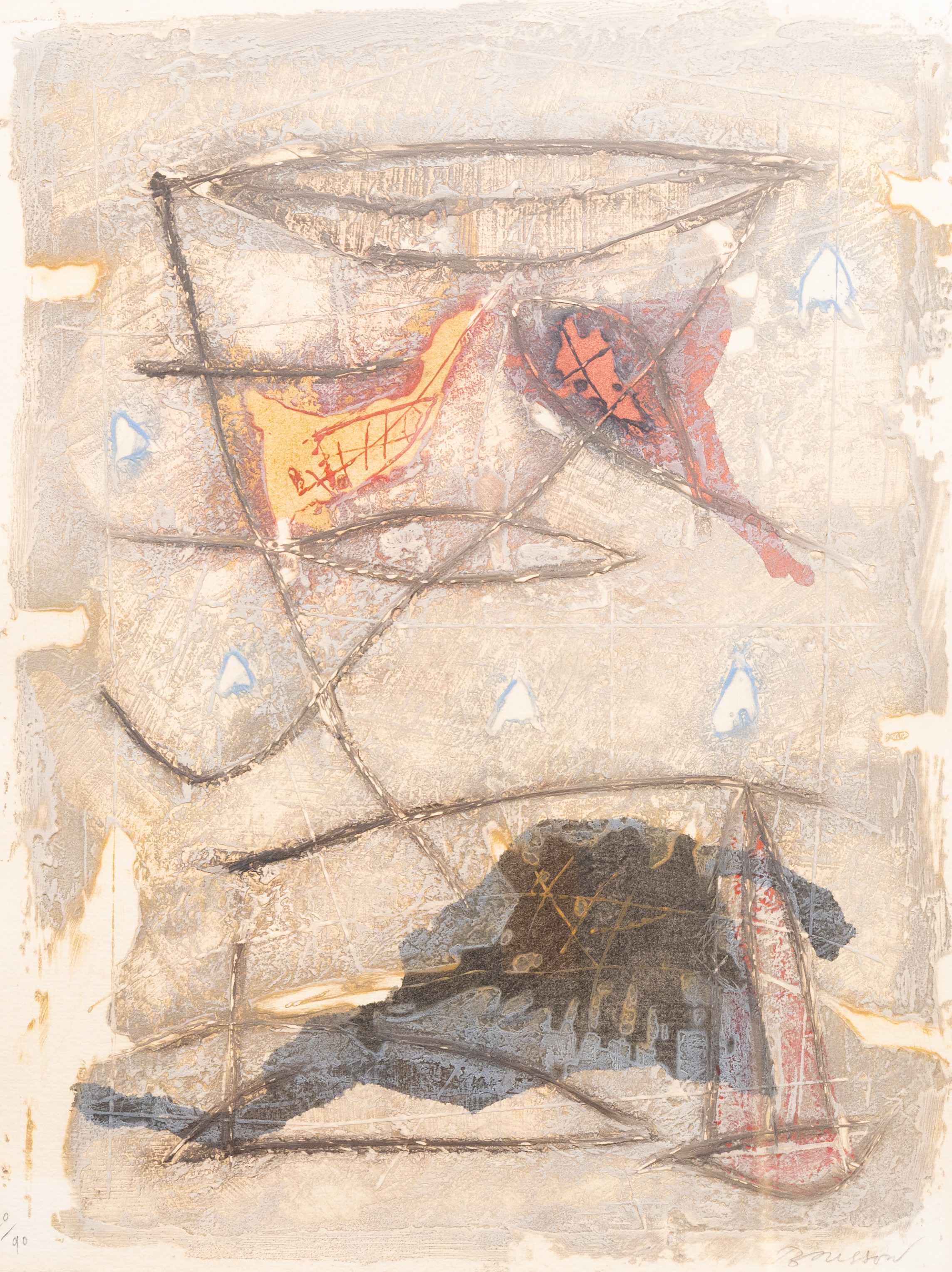 PIERRE MARIE BRISSON (FRANKRIKE, FÖDD 1955). Komposition, Karborundumetsning nr 20/90, signerad.