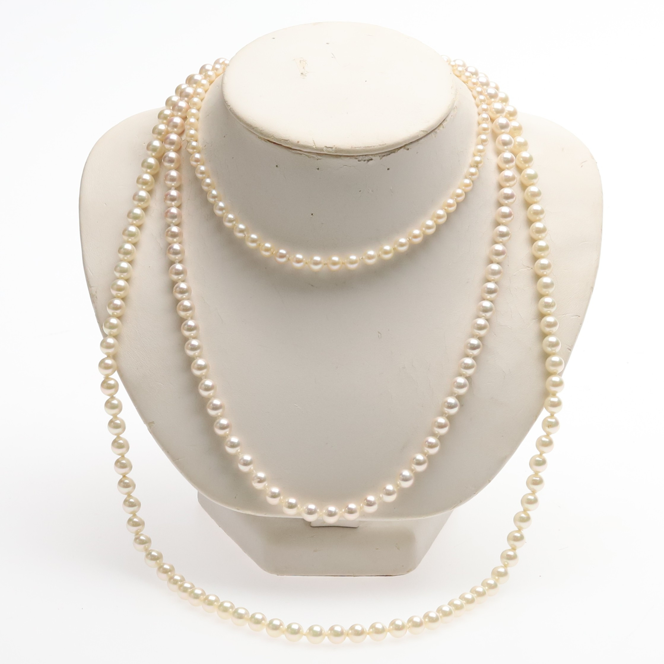 Collier 3 st, pärlor & lås av sterlingsilver.