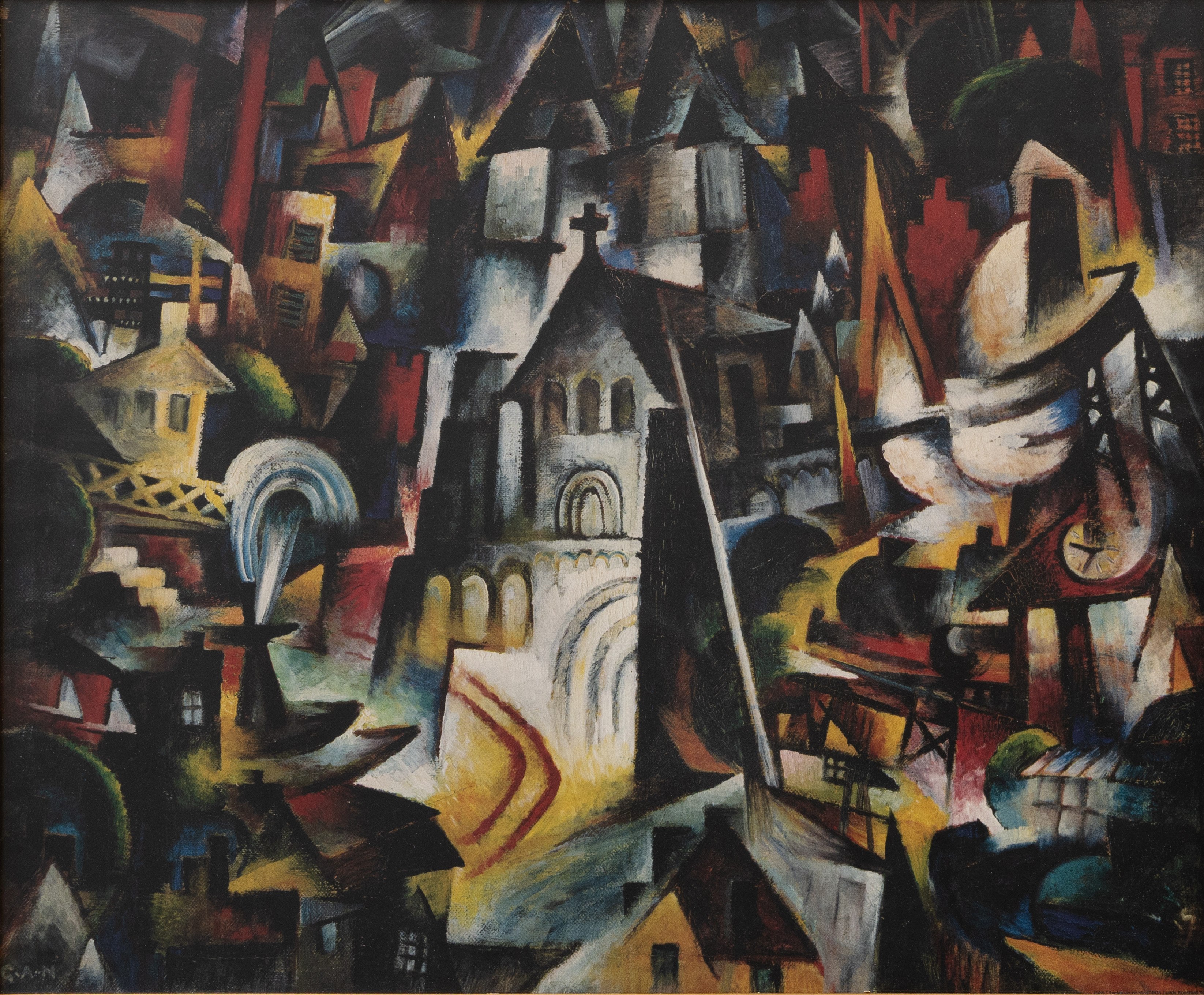 AFFISCH, GAN. "Syntes av en stad", screentryck, osignerad.