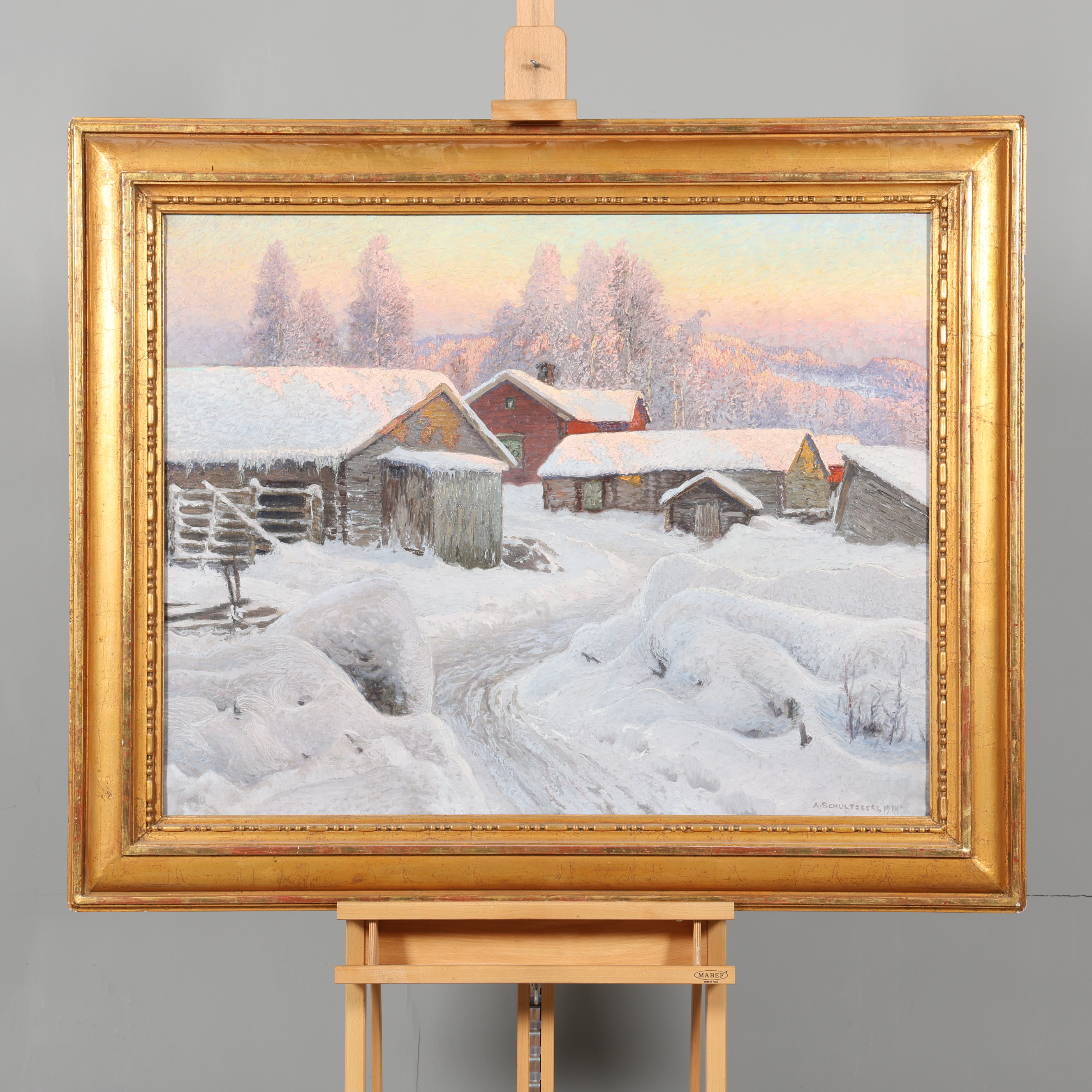 ANSHELM SCHULTZBERG. OLJA PÅ DUK, Signerad samt daterad 1914.