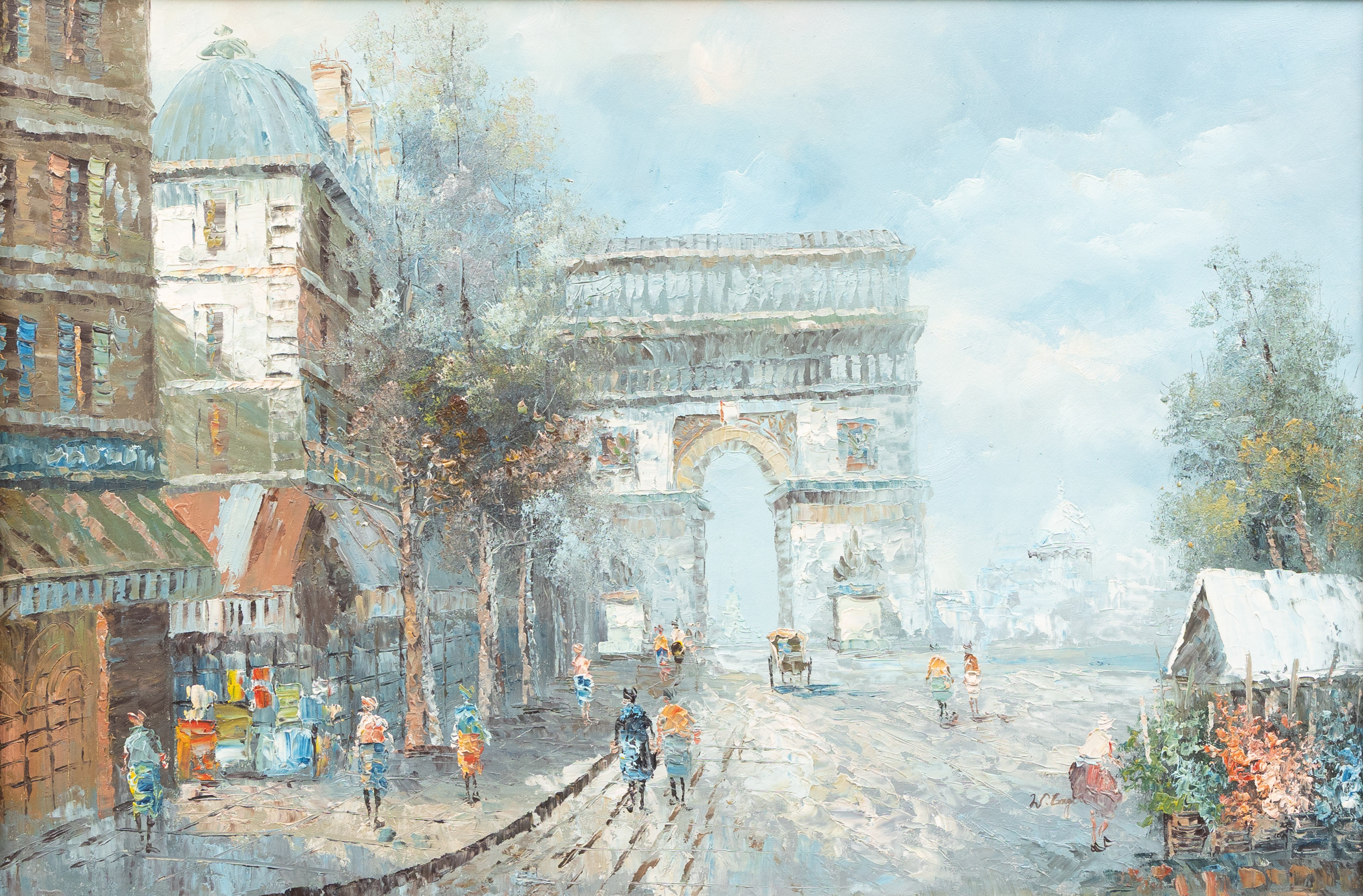 OIDENTIFIERAD KONSTNÄR. Motiv från Paris, olja på duk, otydligt signerad W G..yo..