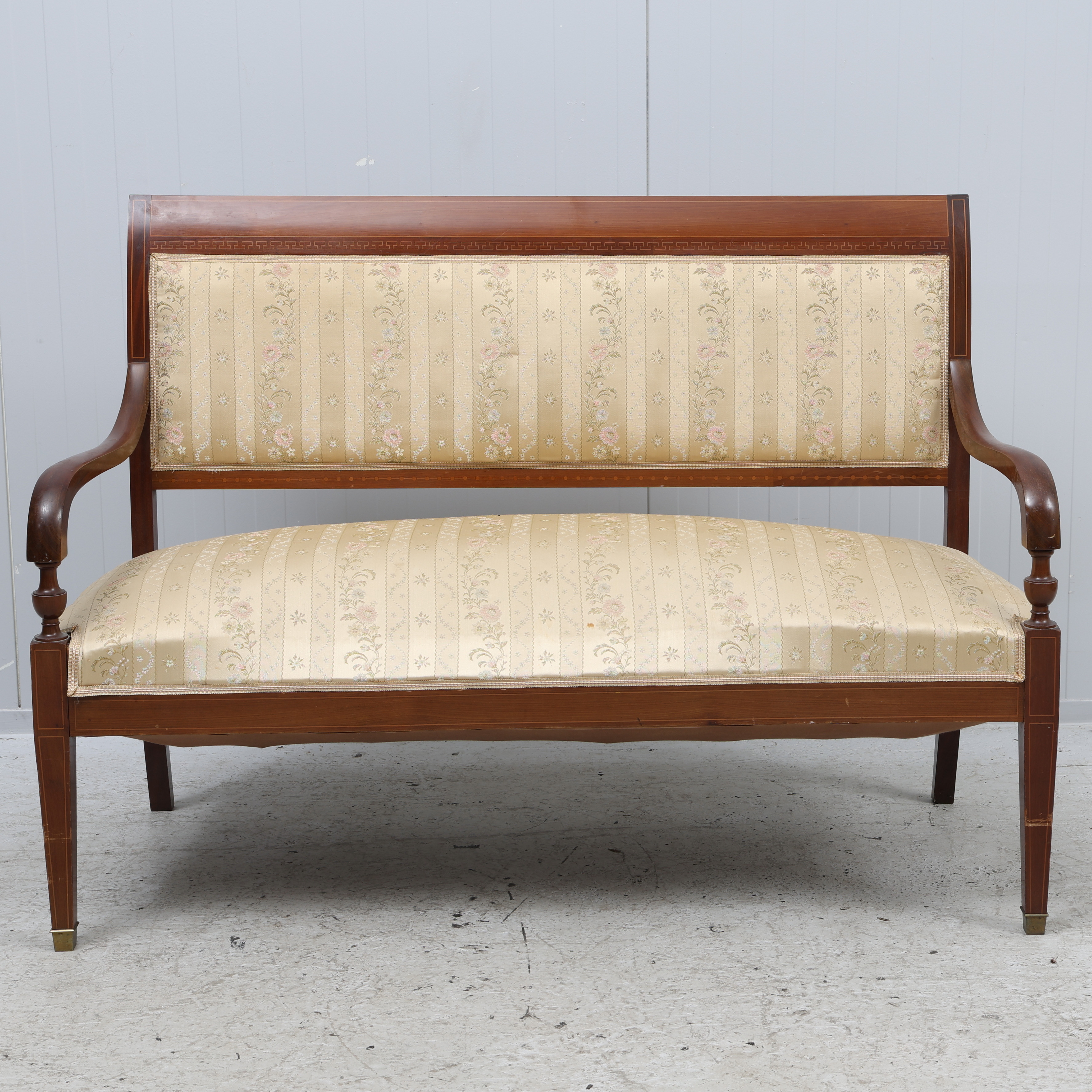 SOFFA, mahogny med intarsia, empirestil, 1800/1900-tal.