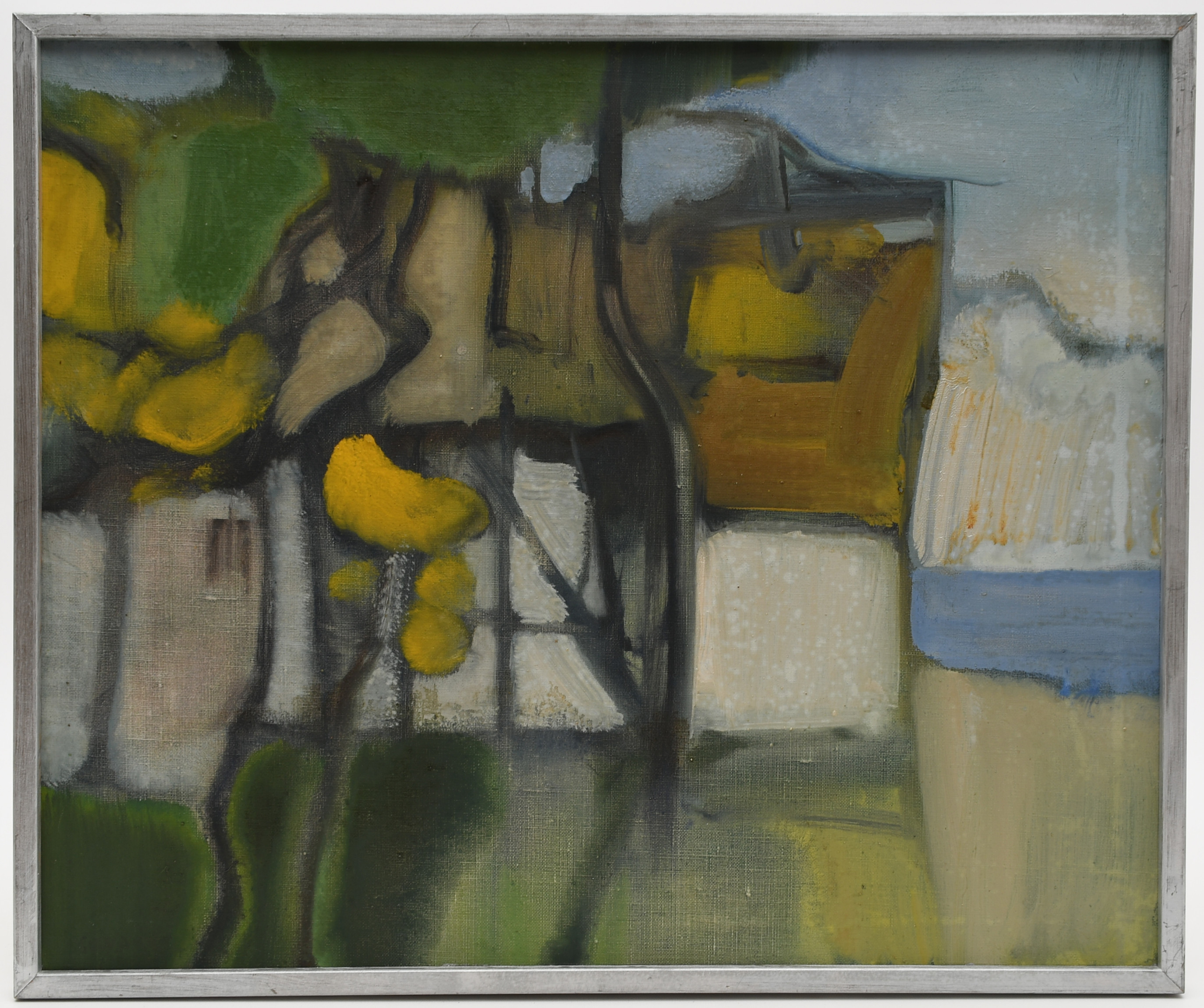 OKÄND KONSTNÄR. Hus. Olja på duk.