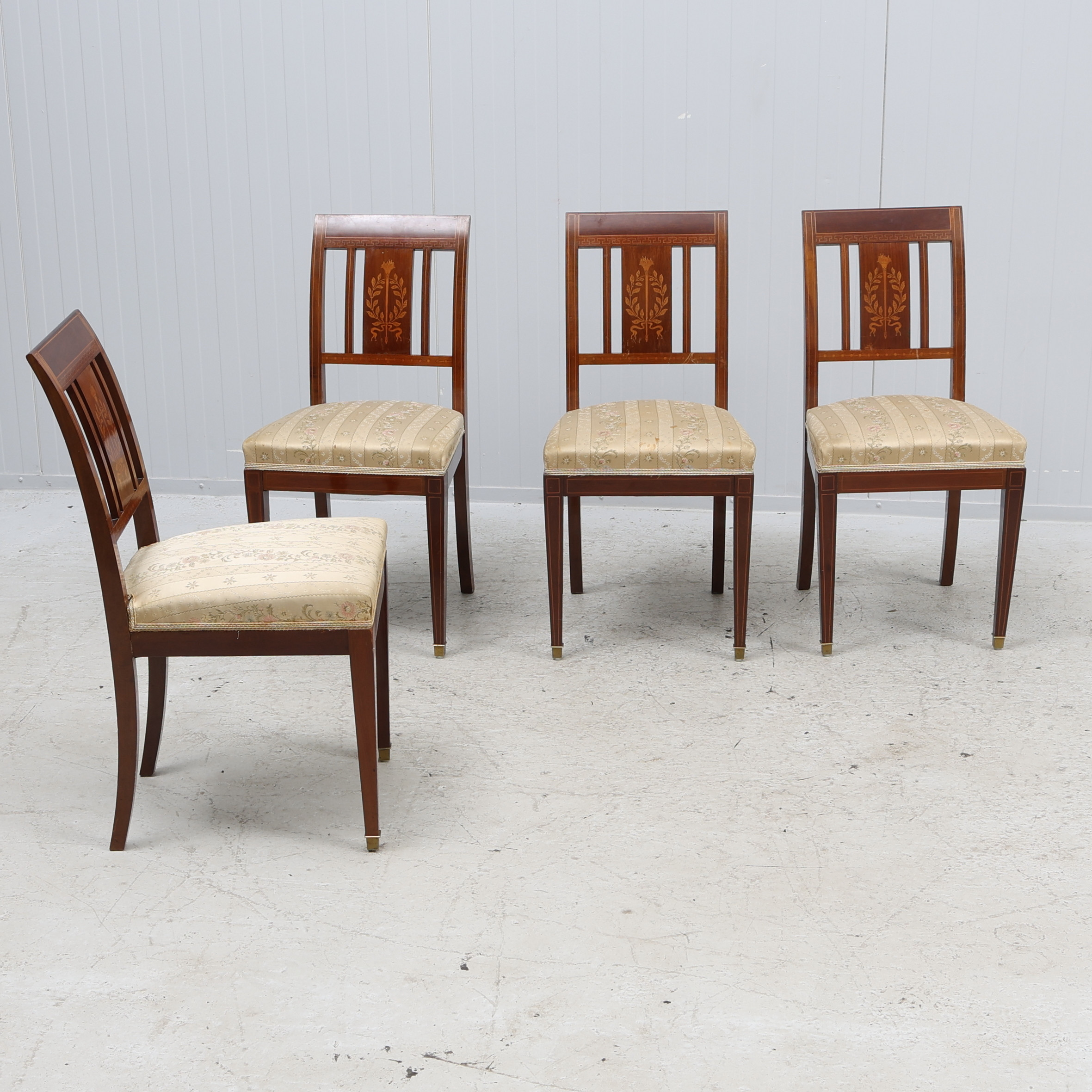 STOLAR, 4 st, med intarsia, empirestil, 1800/1900-tal.