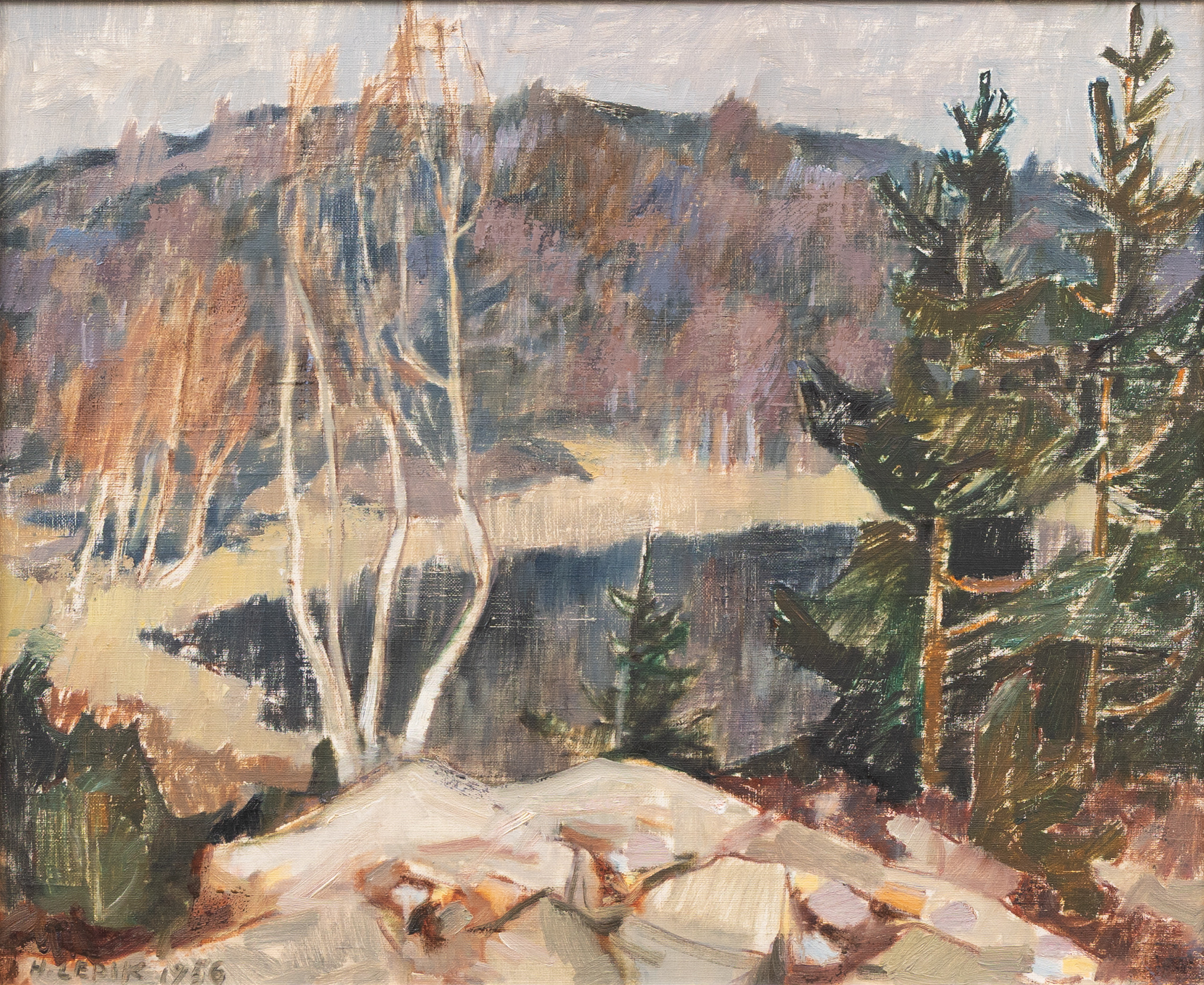 HUGO LEPIK (ESTLAND, 1905-2001). Skogslandskap, olja på duk, signerad.