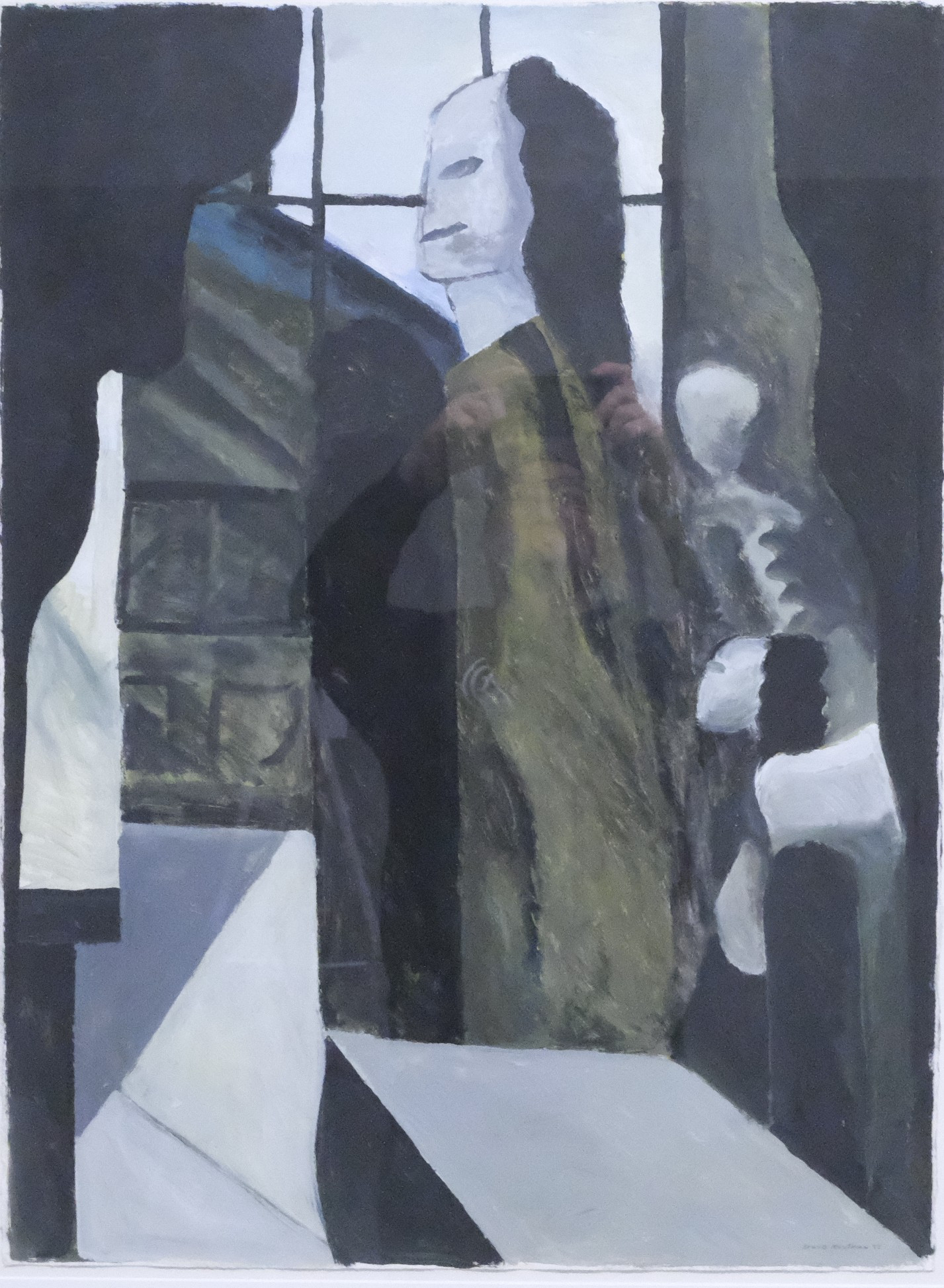 BRUNO KNUTMAN. ABSTRAKT FIGUR, GOUACHE / BLANDTEKNIK.