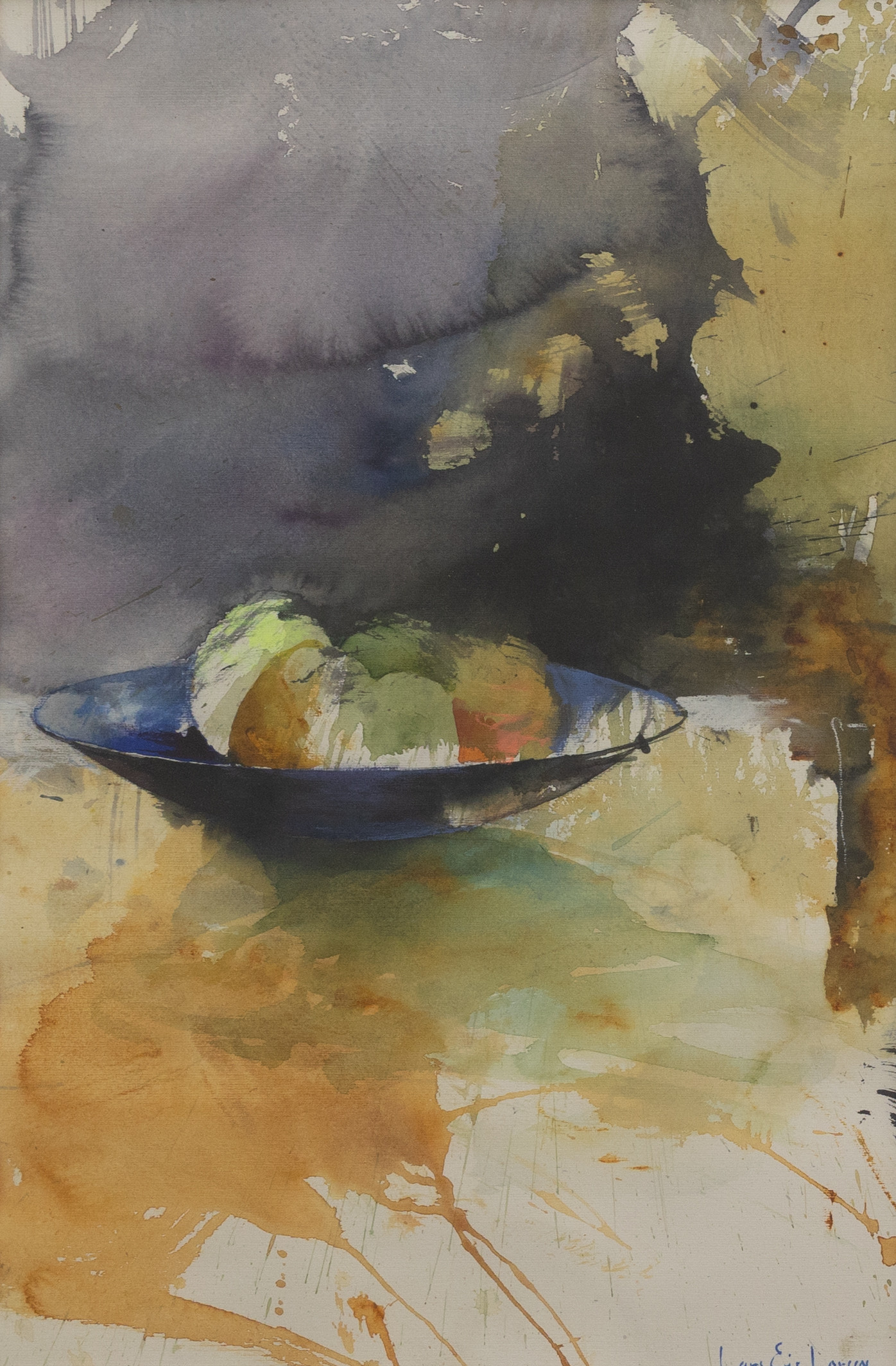 LARS EJE LARSSON. Stilleben, akvarell, signerad.
