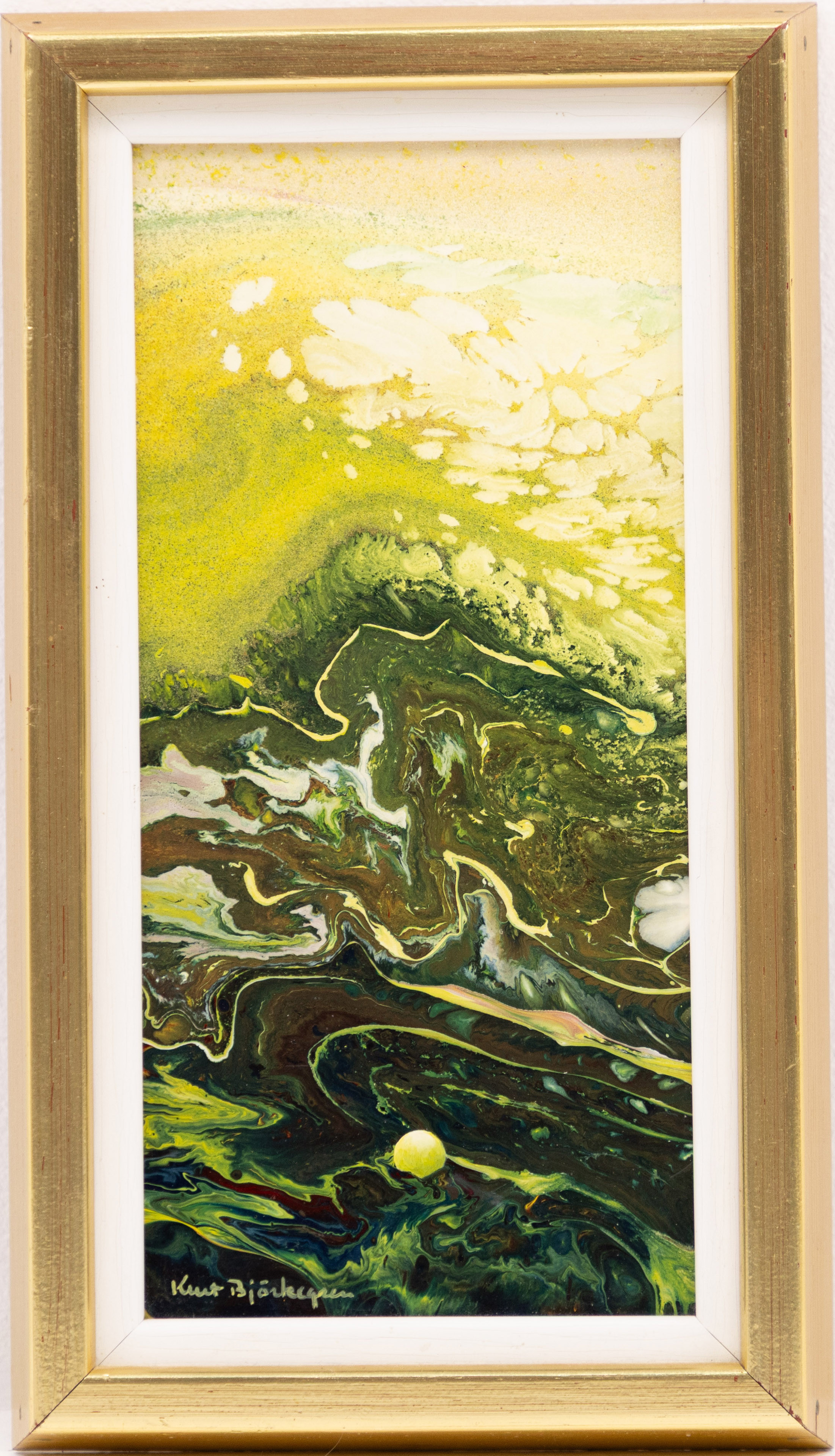 KURT BJÖRKEGREN. Emaljmålning, "Grön havsbotten", signerad.