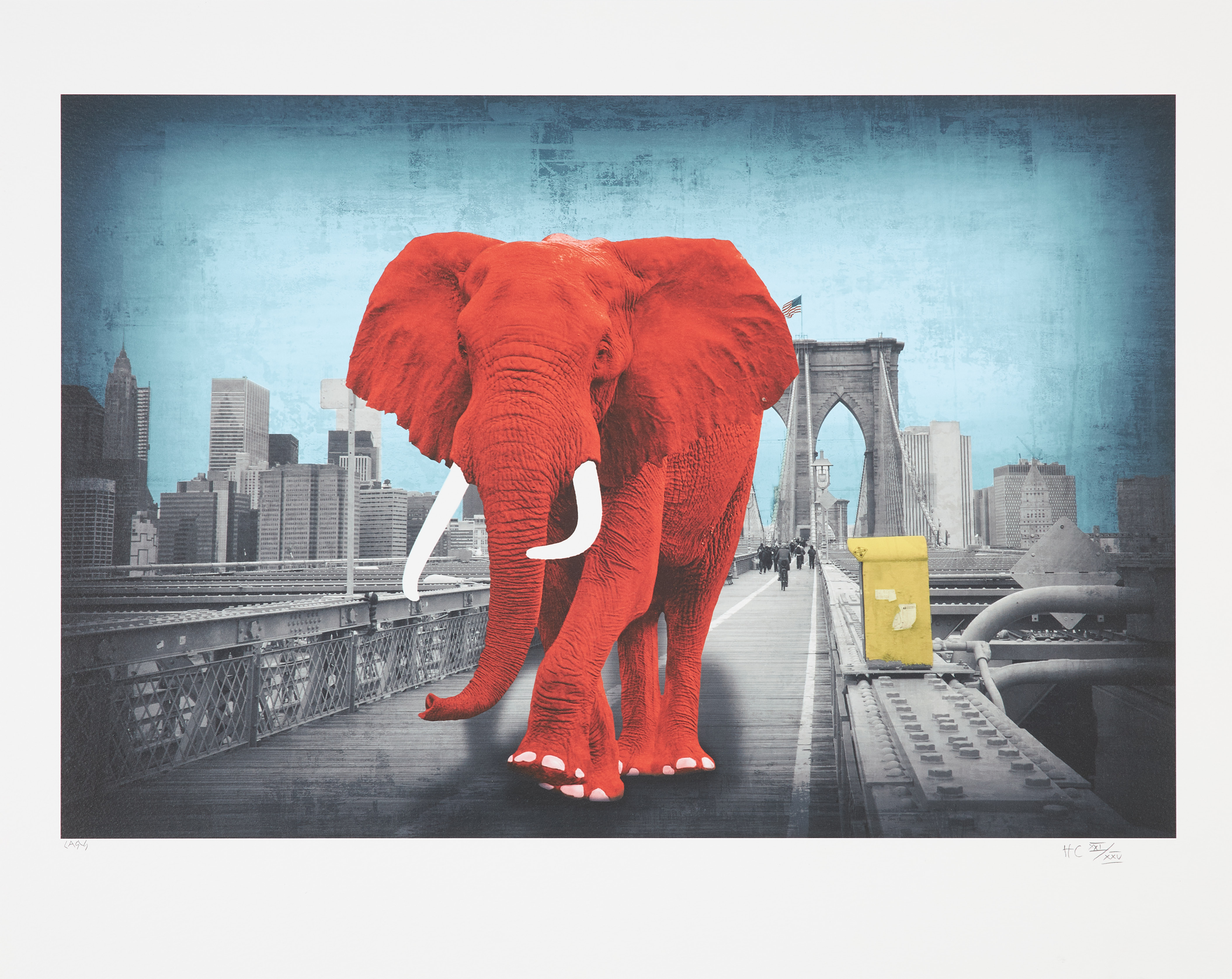 LARS TUNEBO. "Tripping on Brooklyn Bridge", plantryck, signerad och numrerad HC XXI/XXV.