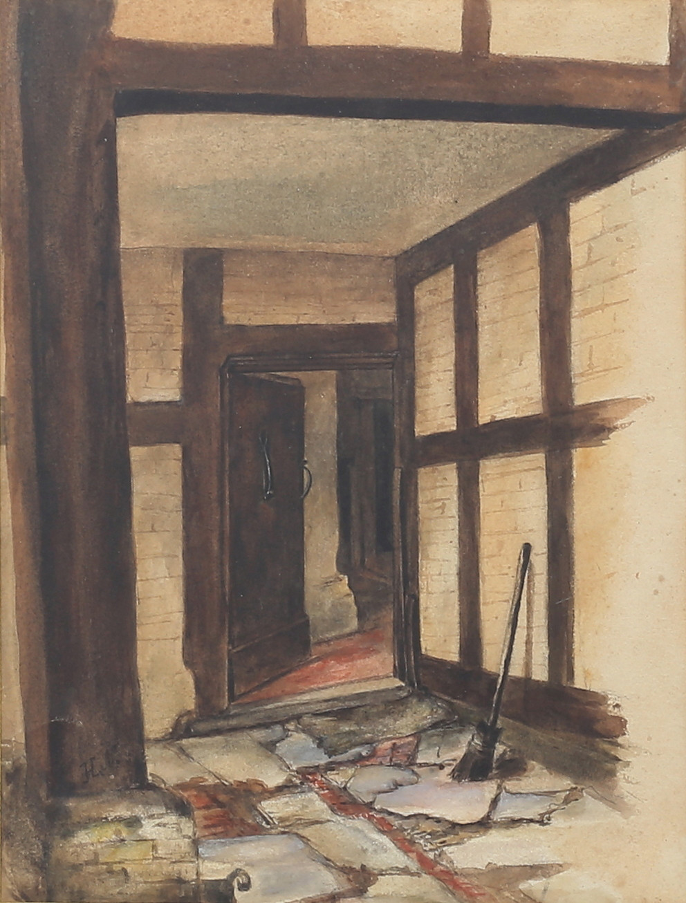 HENRIK NORDENBERG. TILLSKRIVEN. Interiör. Akvarell, monogramsignerad H. N., tillskriven à tergo.