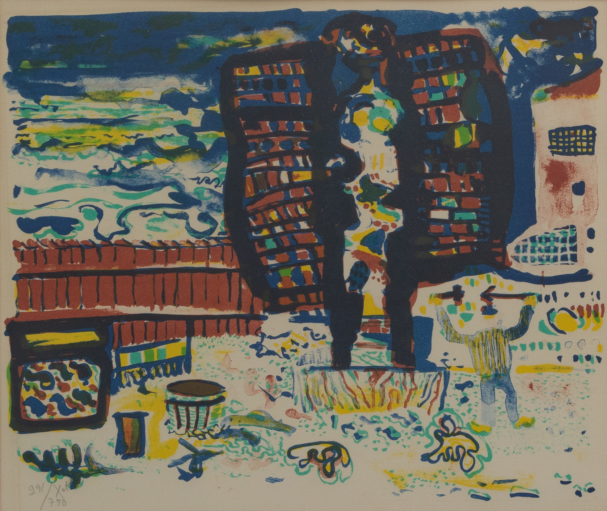 SVEN X:ET ERIXSON. Bakgård, litografi nr 291/750, signerad.